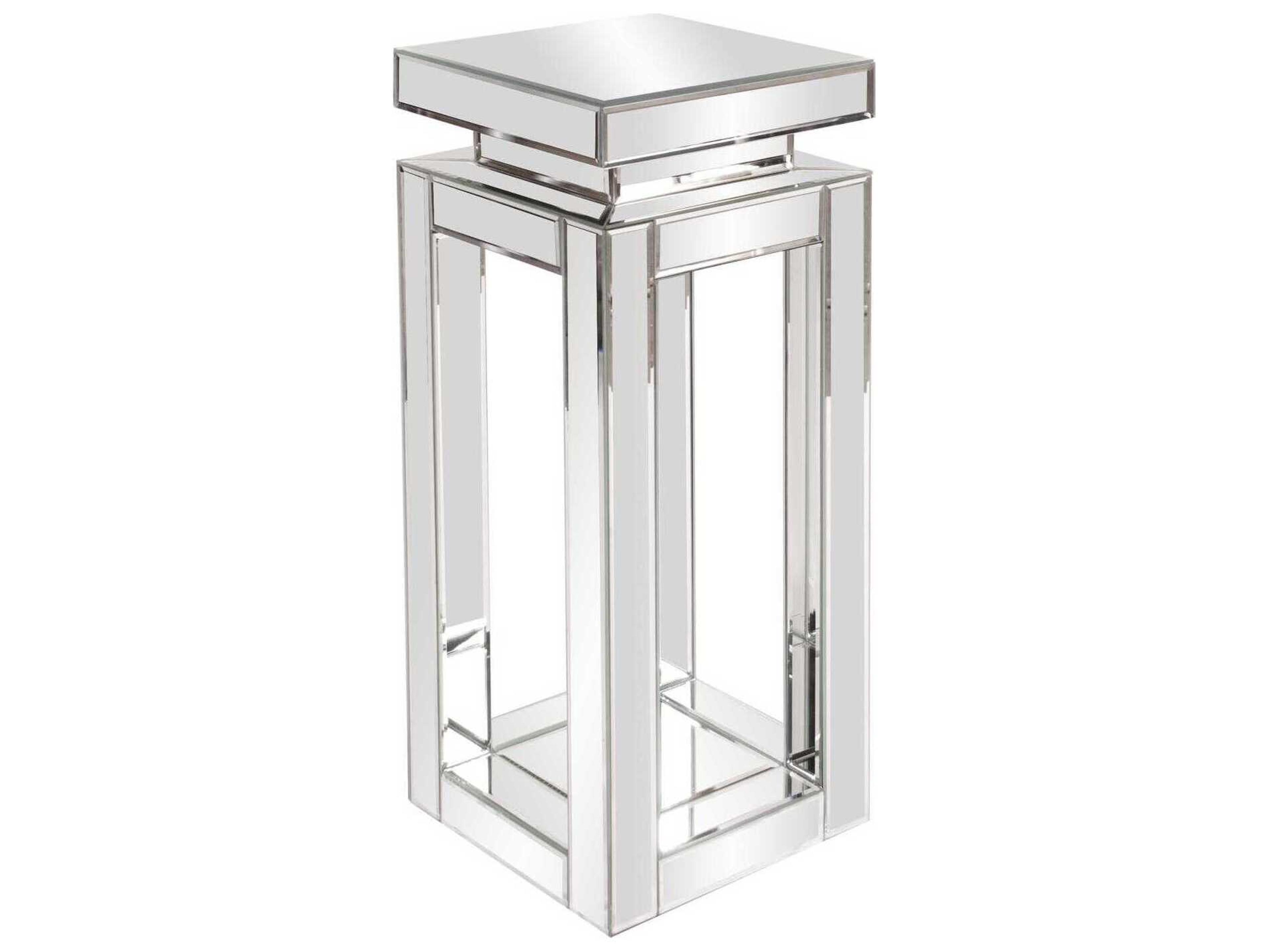 Howard Elliott Mirrored Rectangular Glass Silver End Table