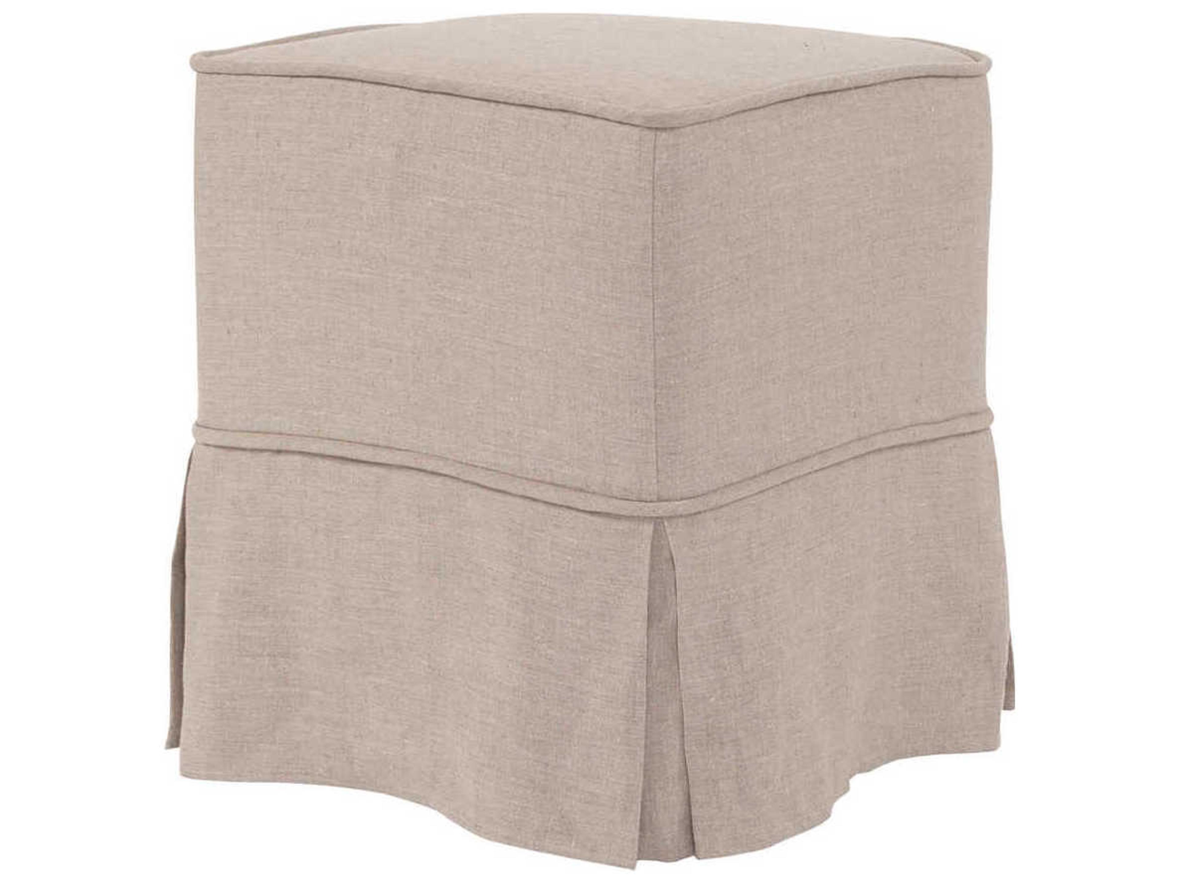 Howard Elliott Universal Linen Slub Natural Beige Upholstered Ottoman