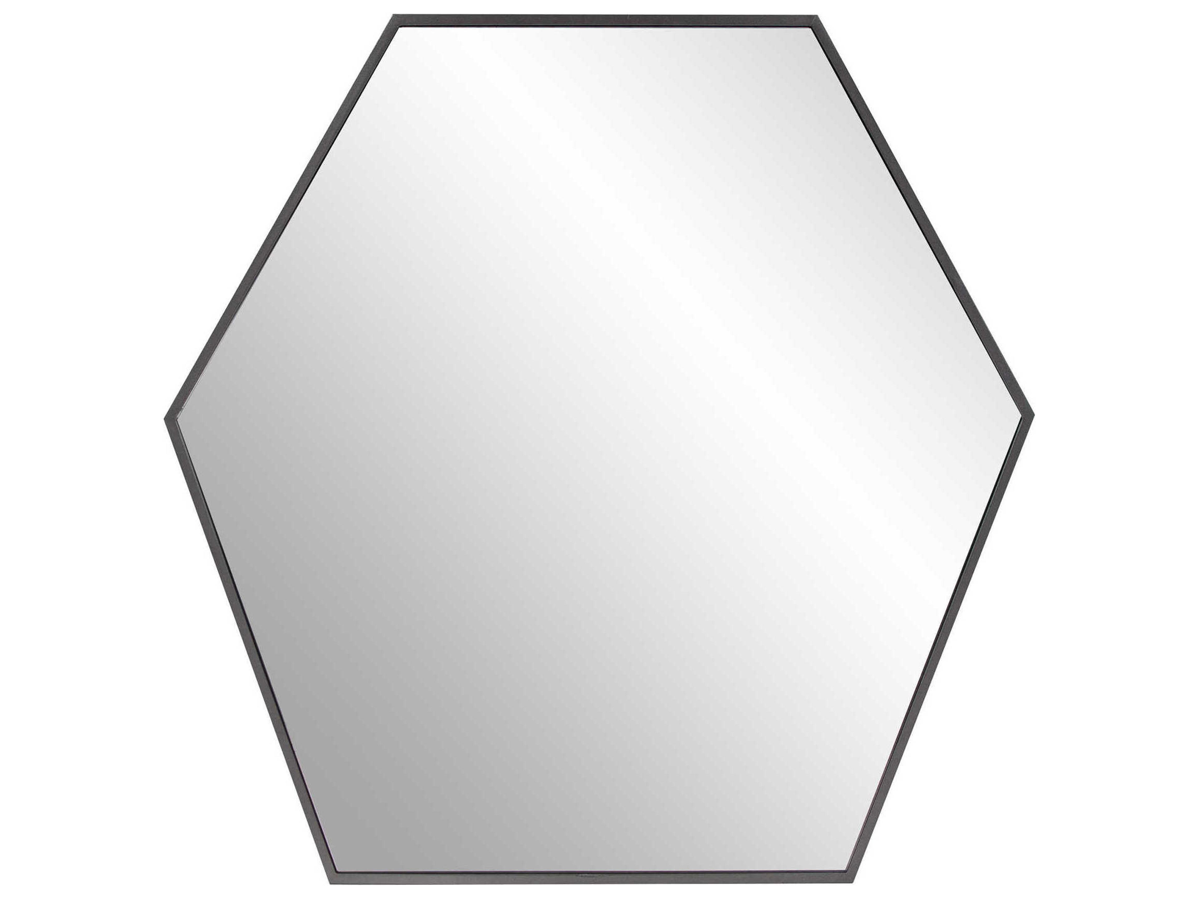 Howard Elliott Geometric Graphite Hexagon Wall Mirror