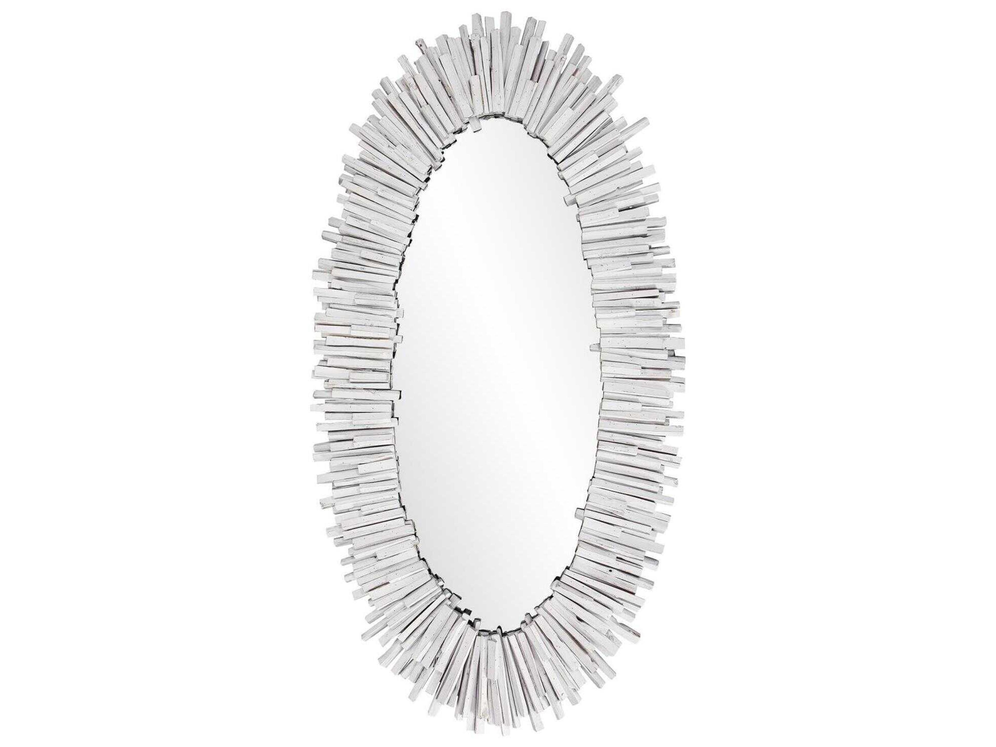 Howard Elliott Durango White Oval Wall Mirror