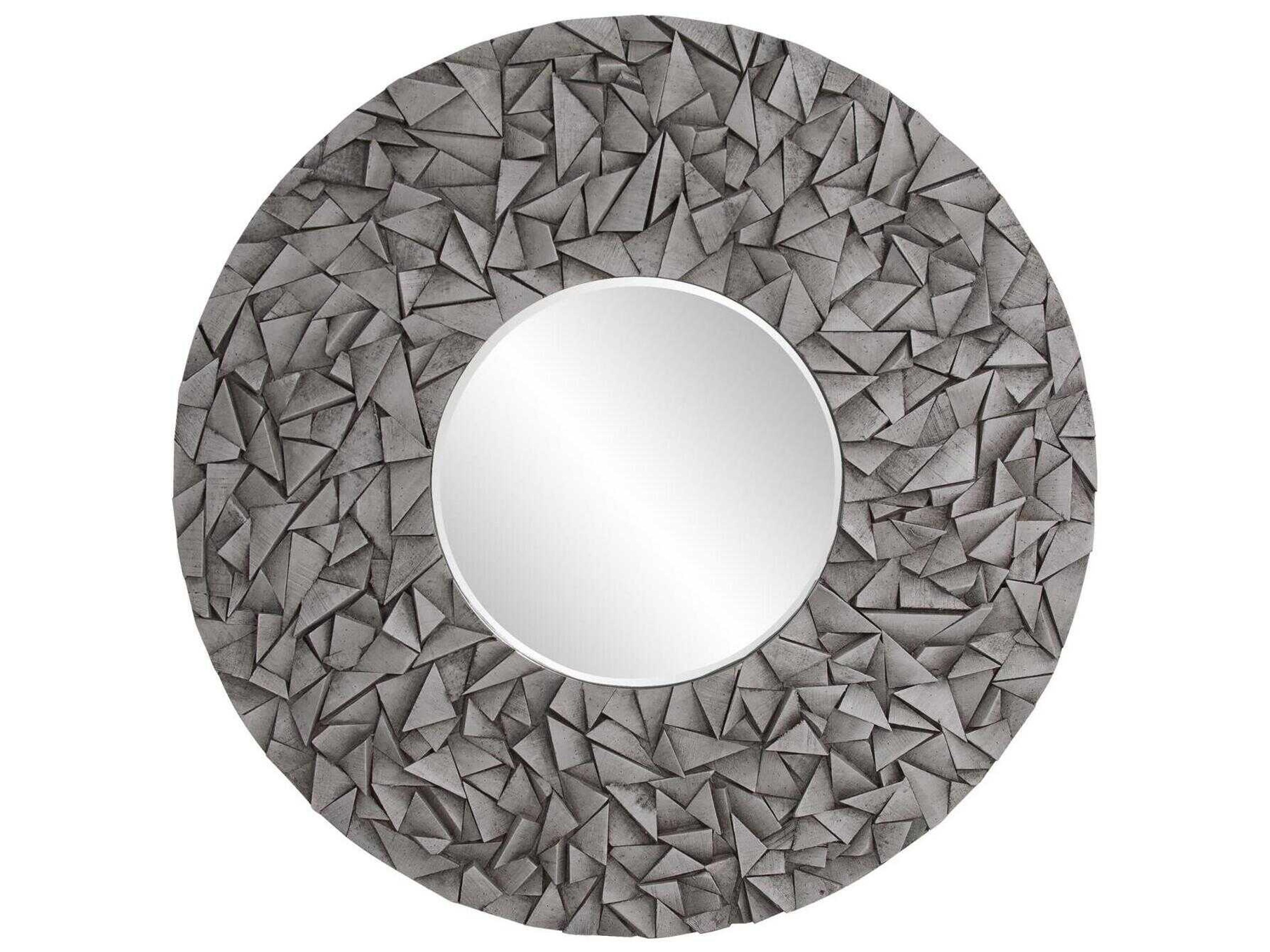 Howard Elliott Pablo Gray Round Wall Mirror