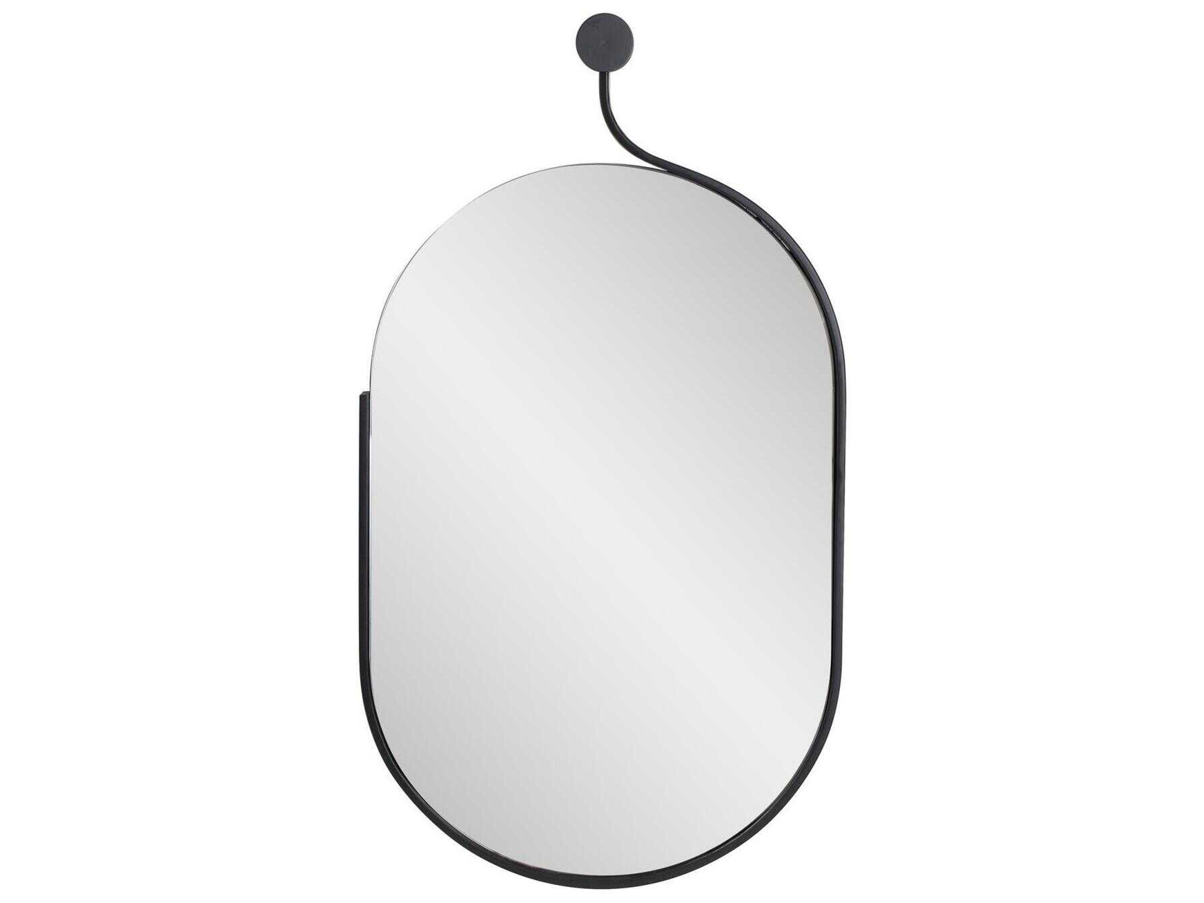 Howard Elliott Hudson Black Oval Wall Mirror