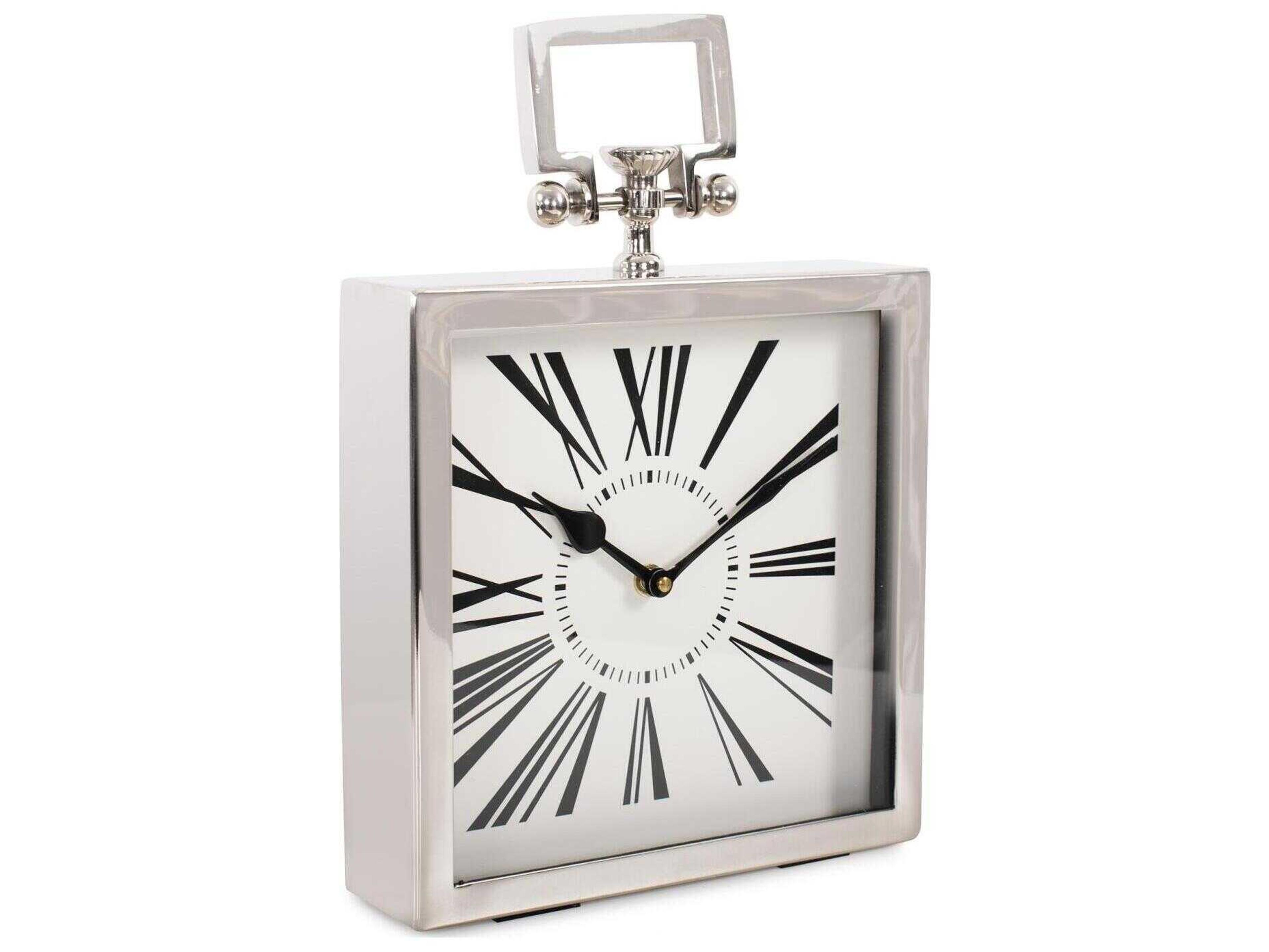 Howard Elliott Herbert Polished Silver Clock