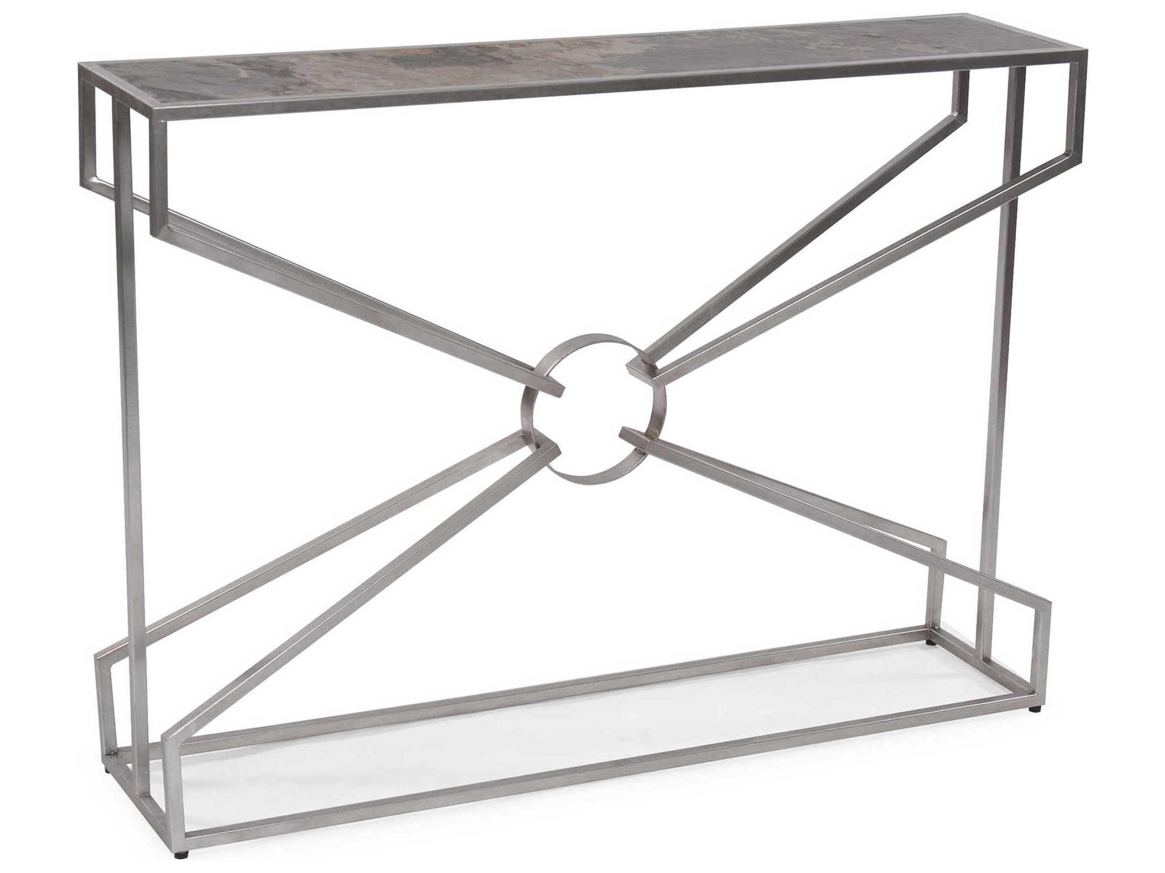 Howard Elliott Rectangular Metal Slate And Silver Console Table