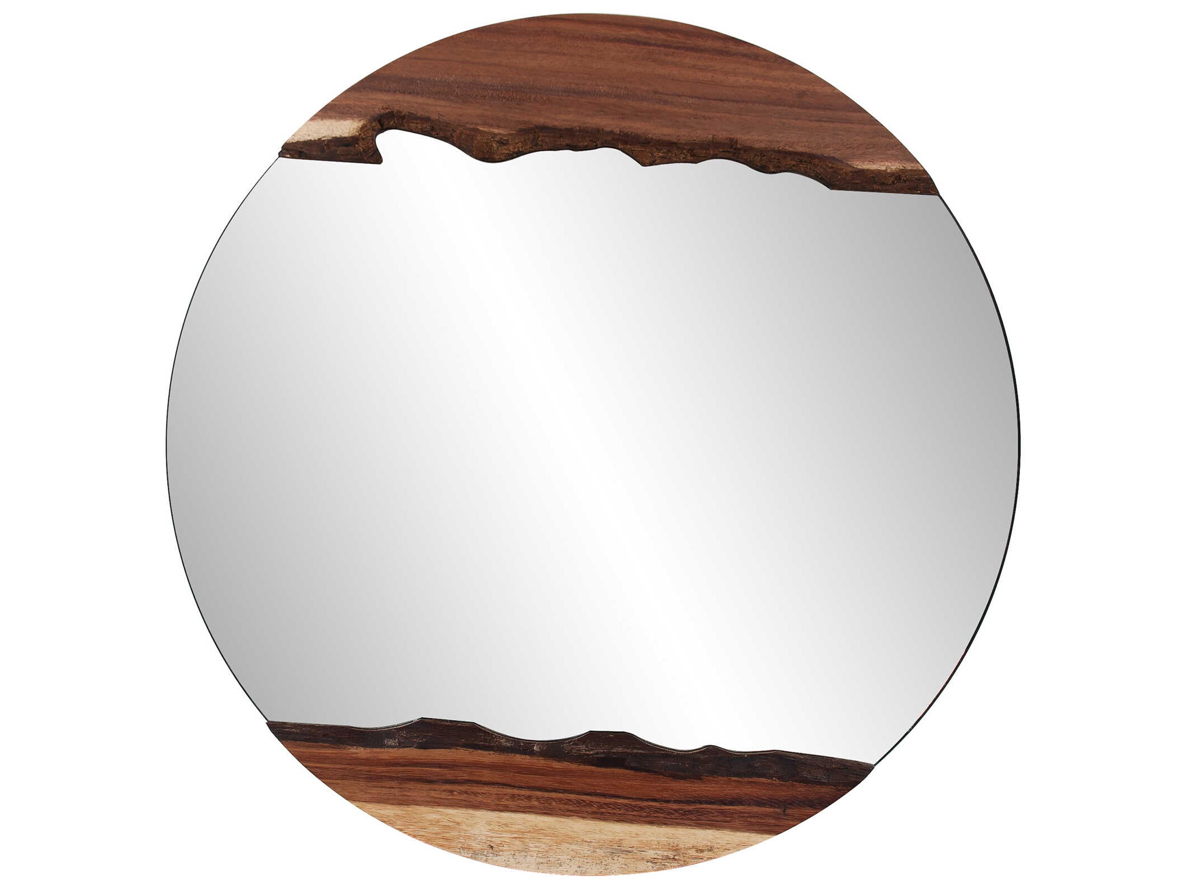 Howard Elliott Laguna Natural Wood Round Wall Mirror