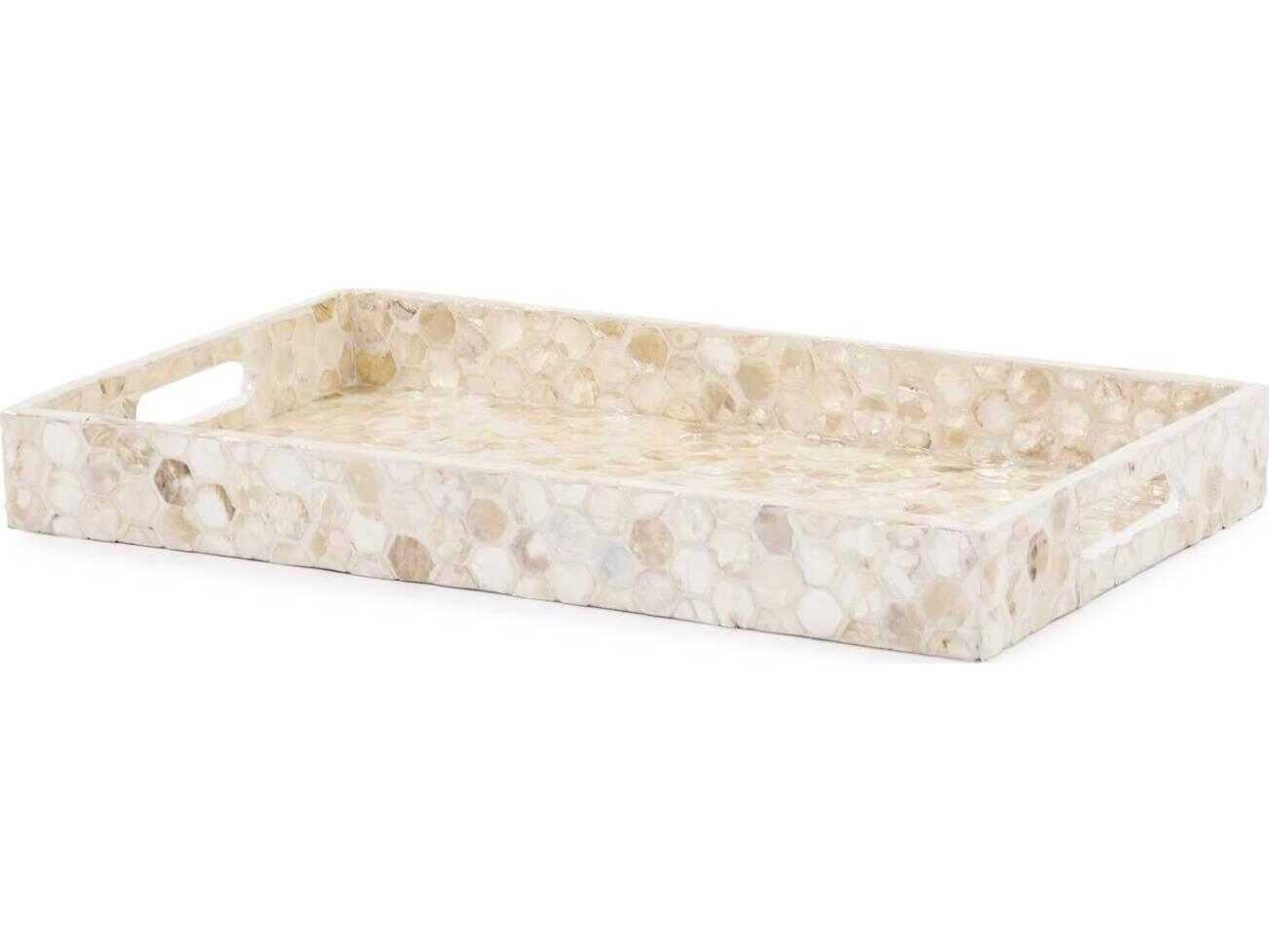 Howard Elliott Cream Gray Capiz Shell Serving Tray