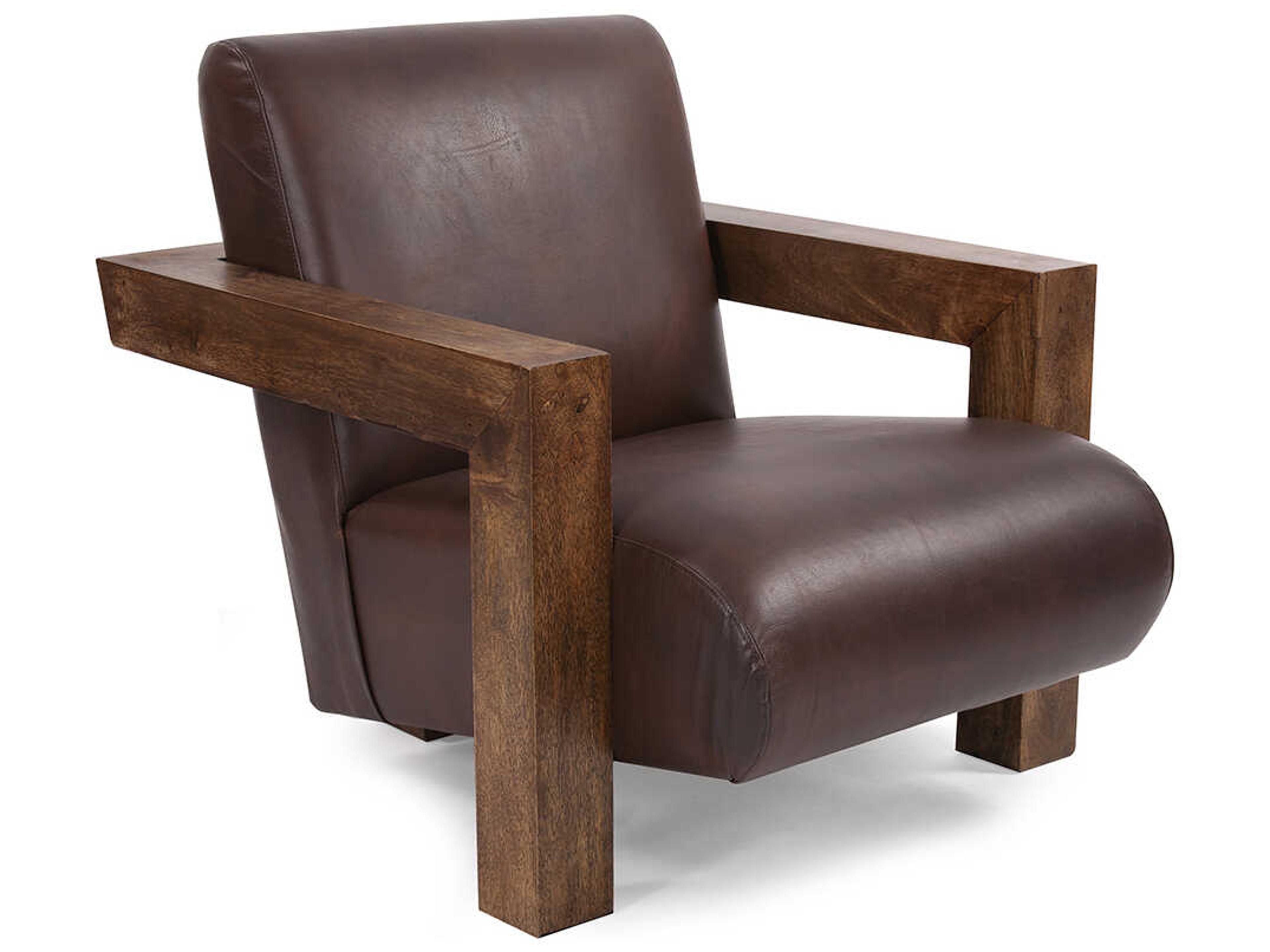 Howard Elliott Camden Brown Leather Accent Chair