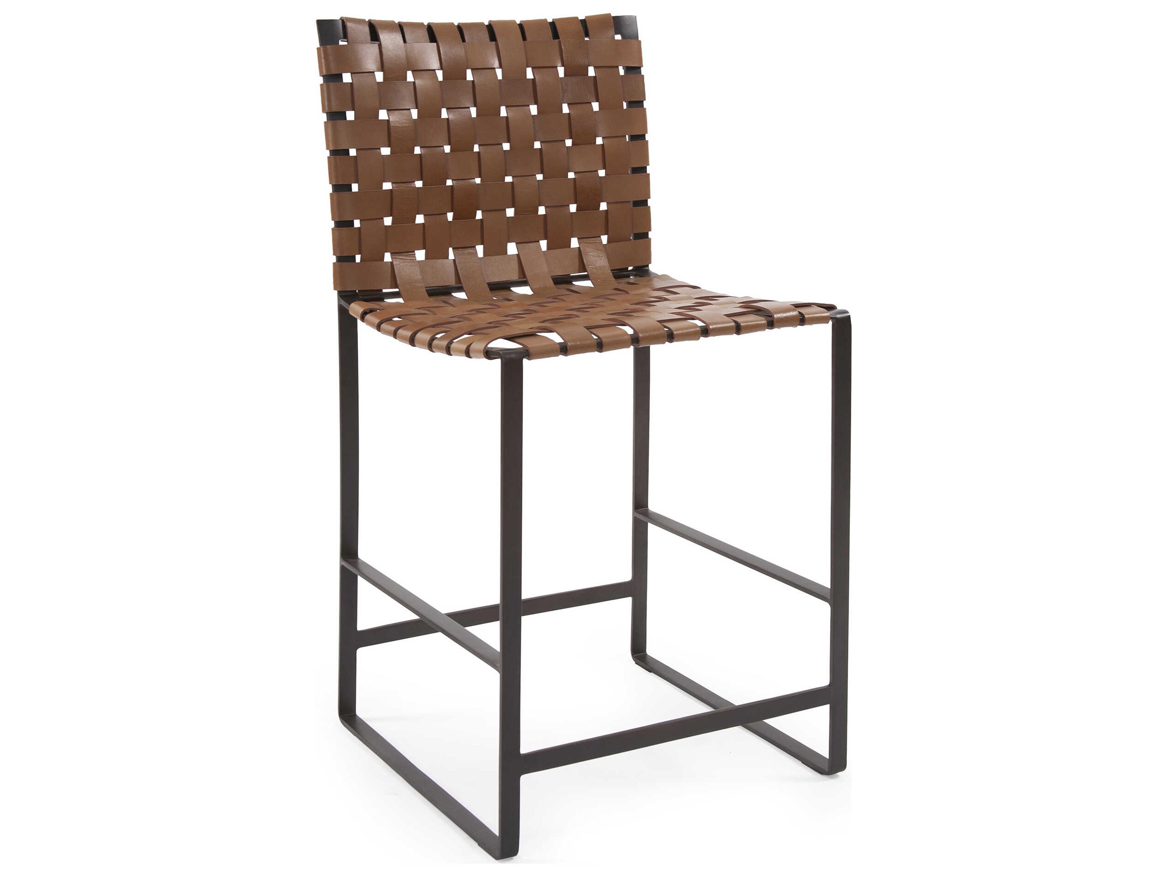 Howard Elliott Irving Buffalo Brown Black Leather Counter Stool