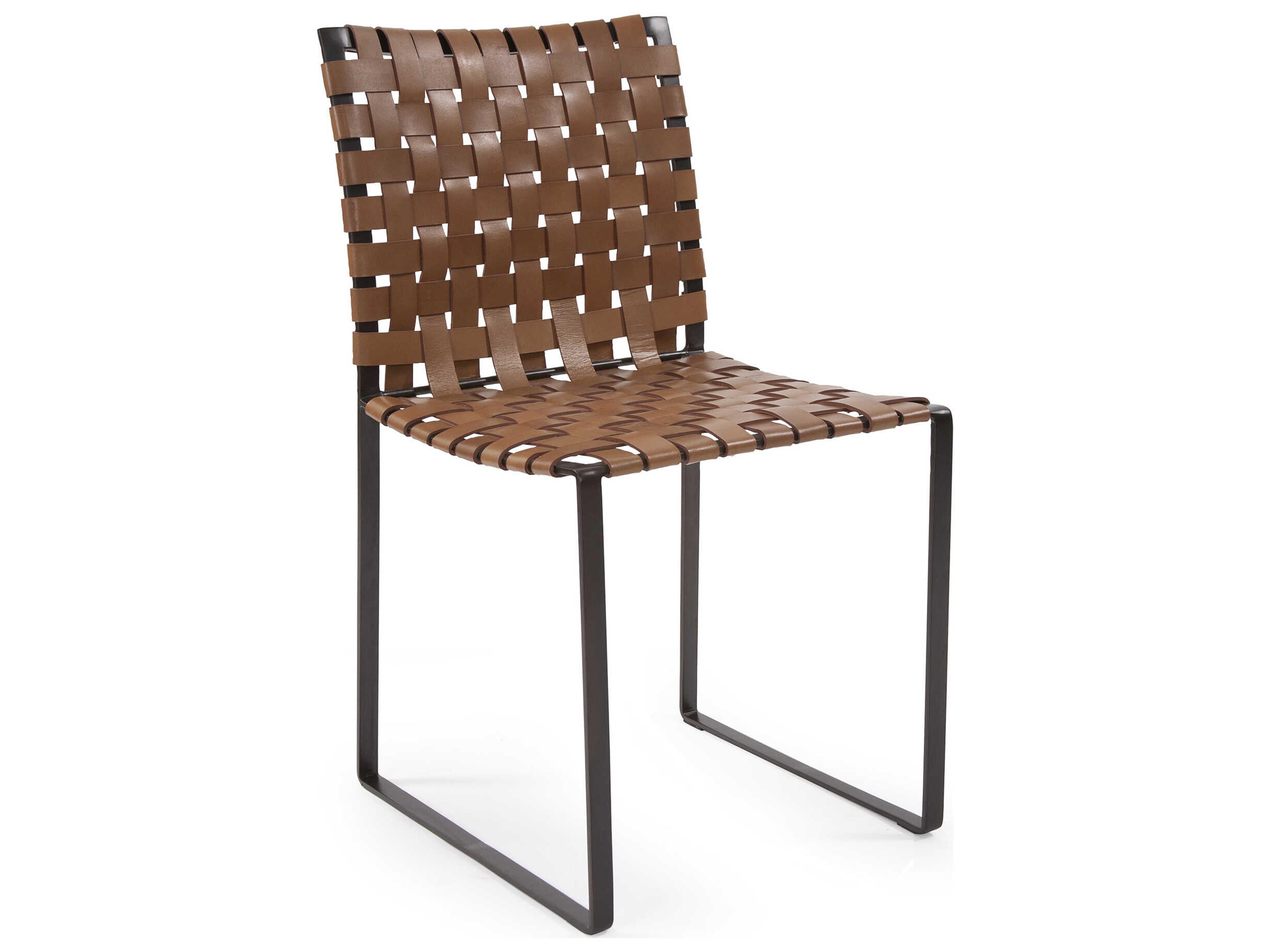 Howard Elliott Irving Brown Leather Armless Dining Chair