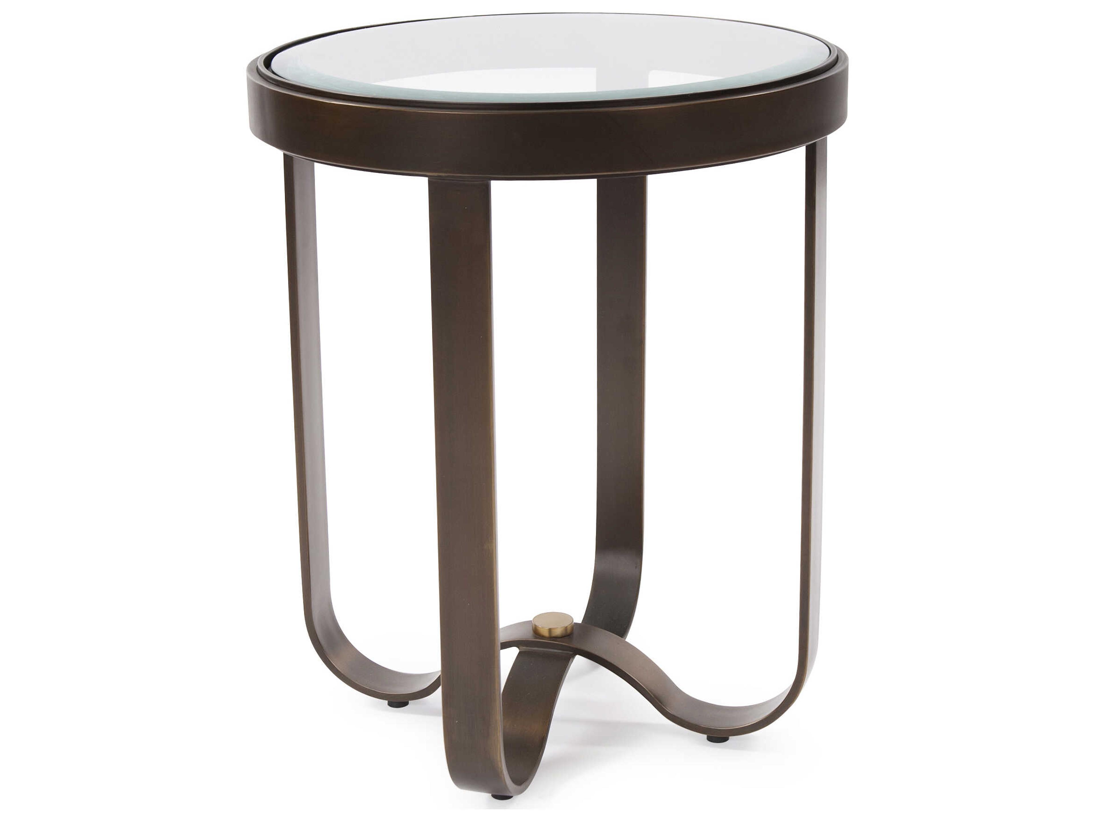Howard Elliott Round Glass Bronze End Table