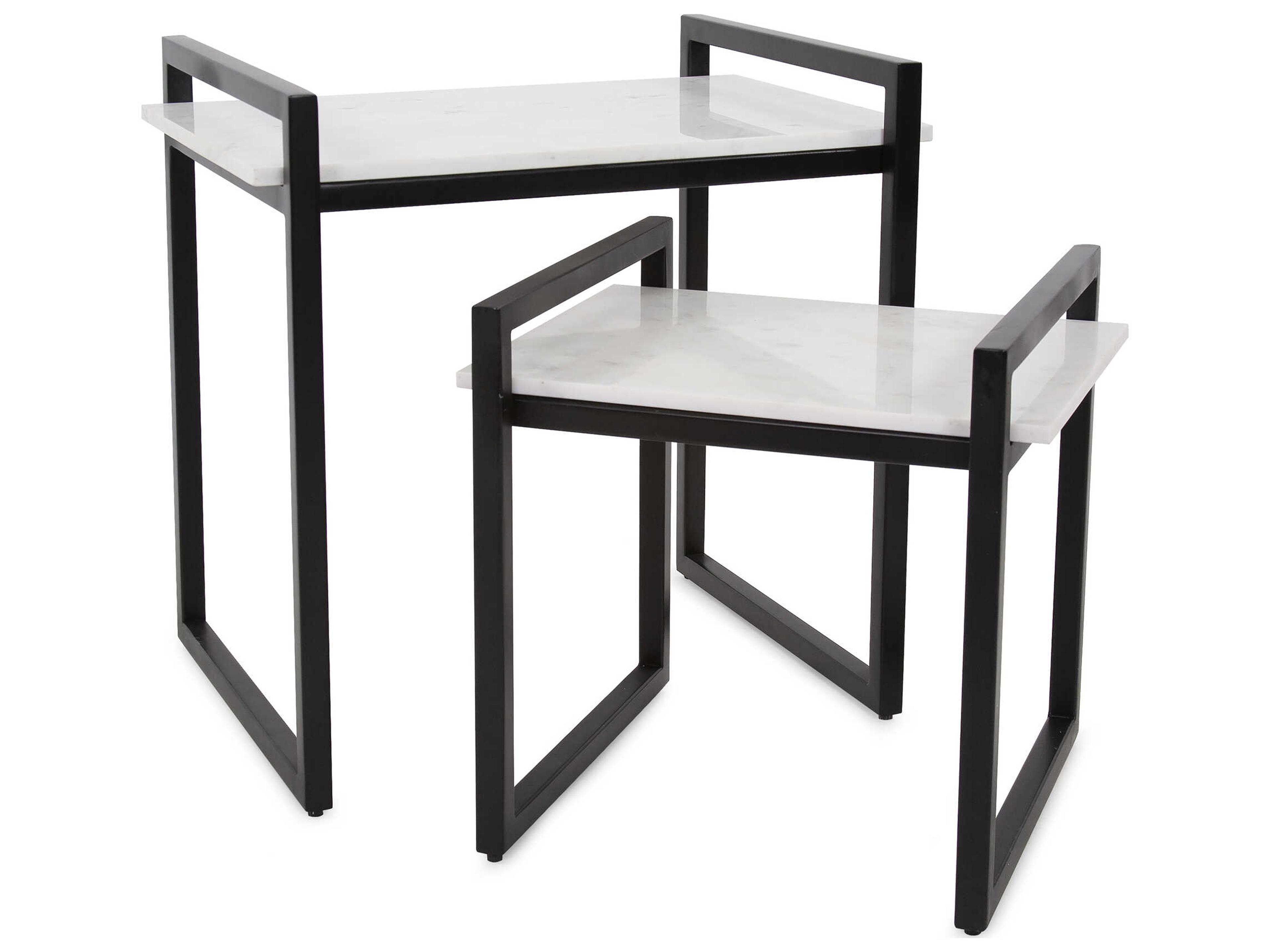 Howard Elliott Santiago Rectangular Marble Graphite White End Table
