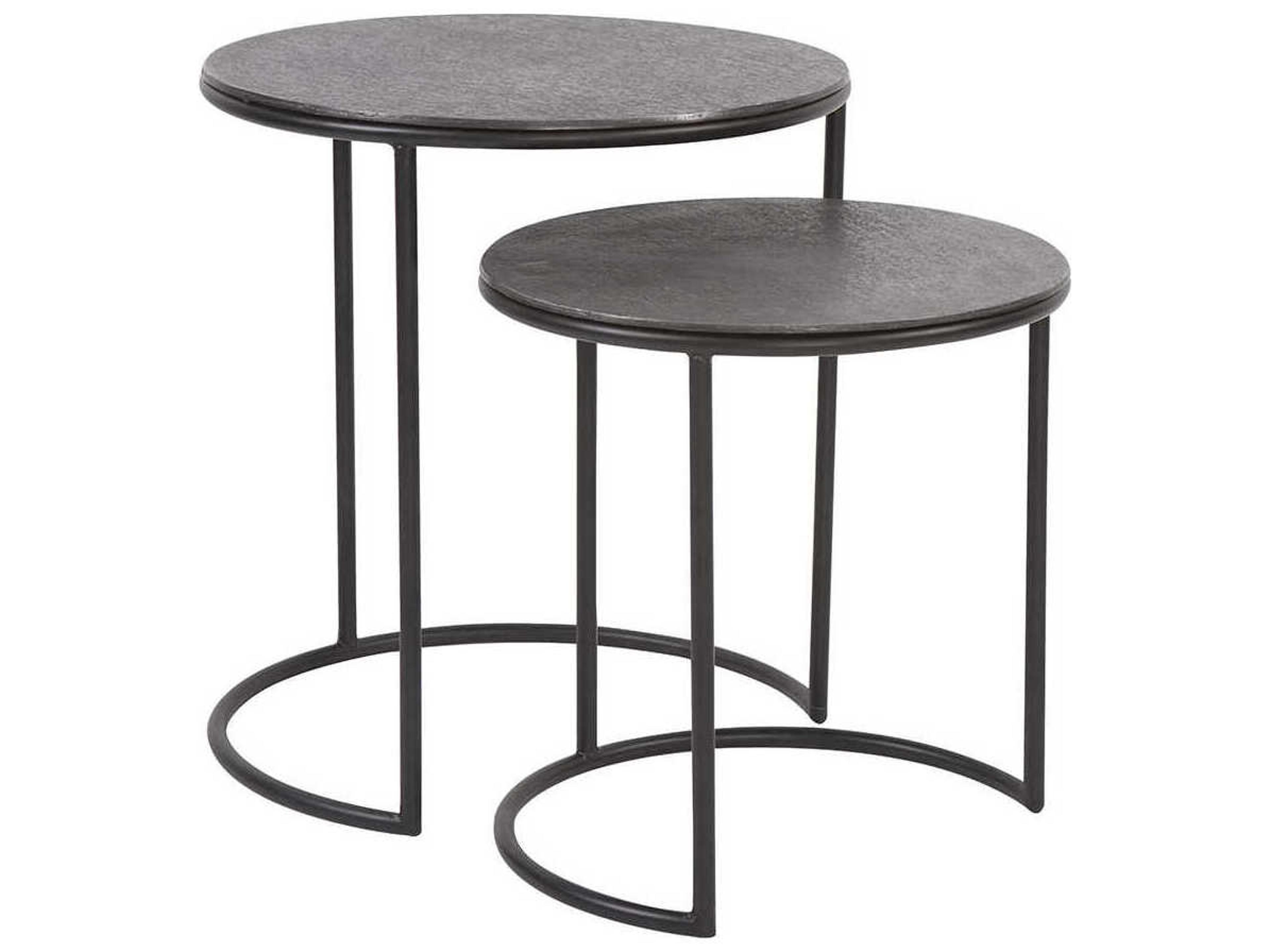 Howard Elliott Round Metal Graphite End Table