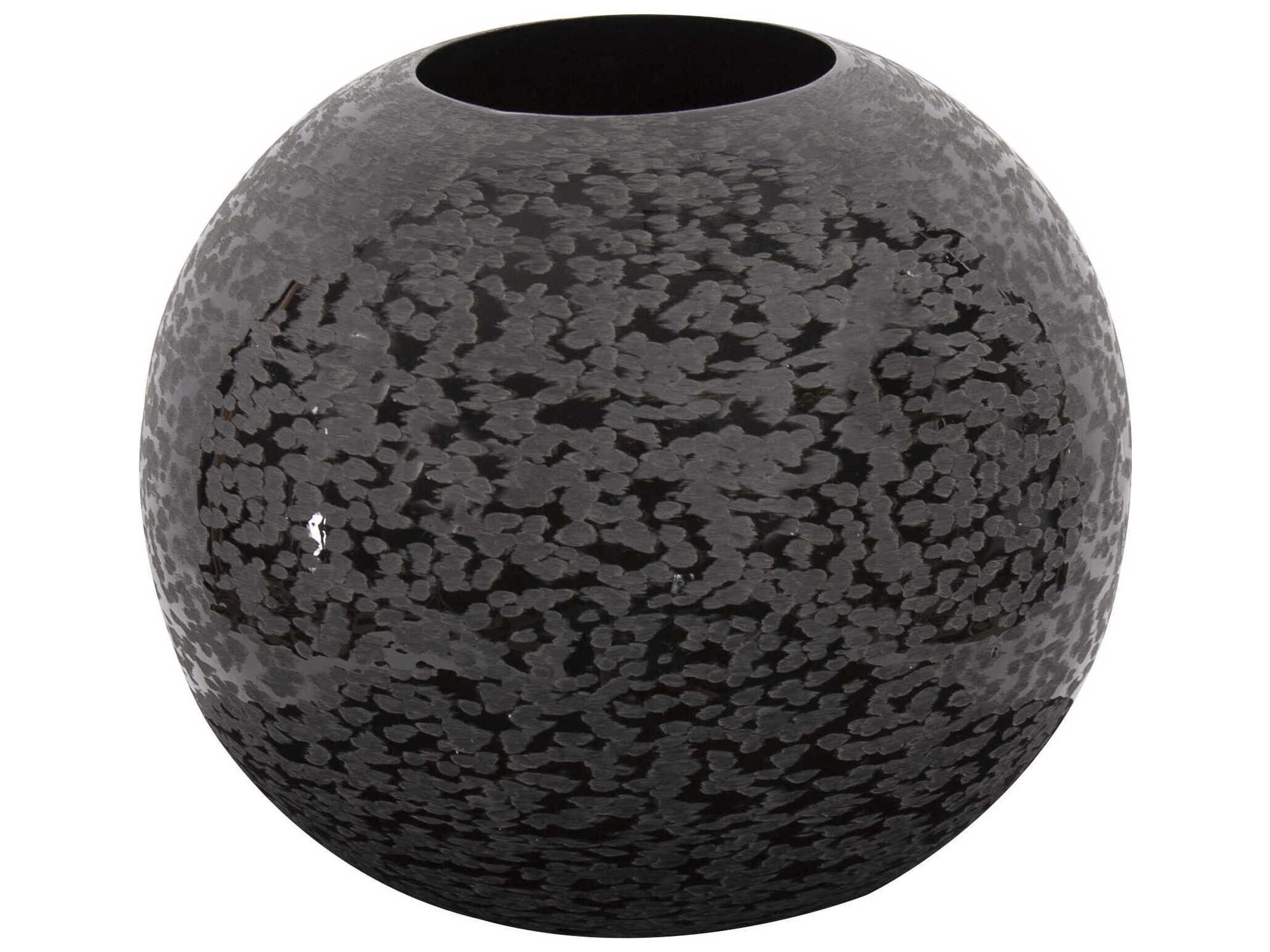Howard Elliott Chiseled Black Globe Vase