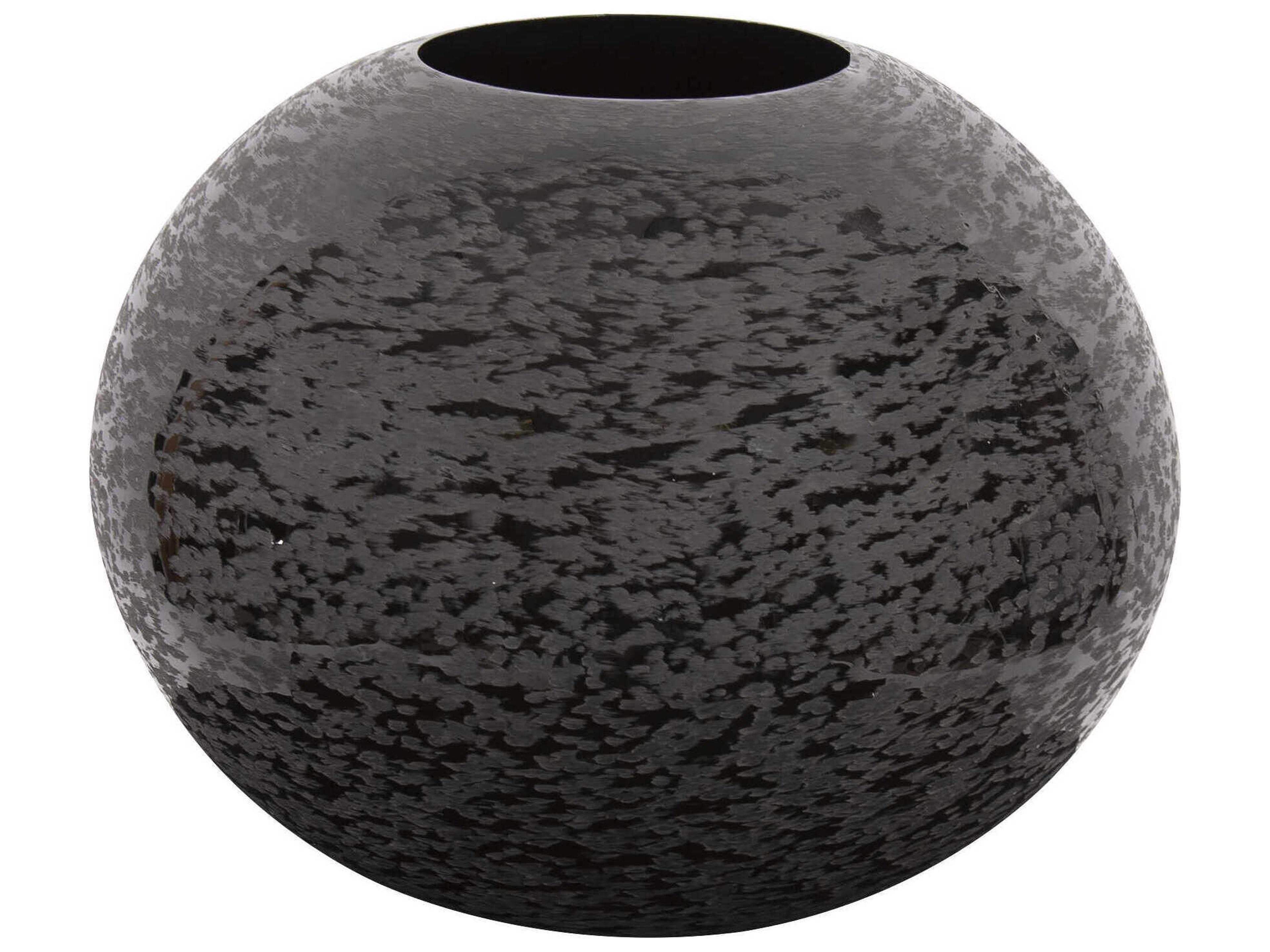 Howard Elliott Chiseled Black Globe Vase