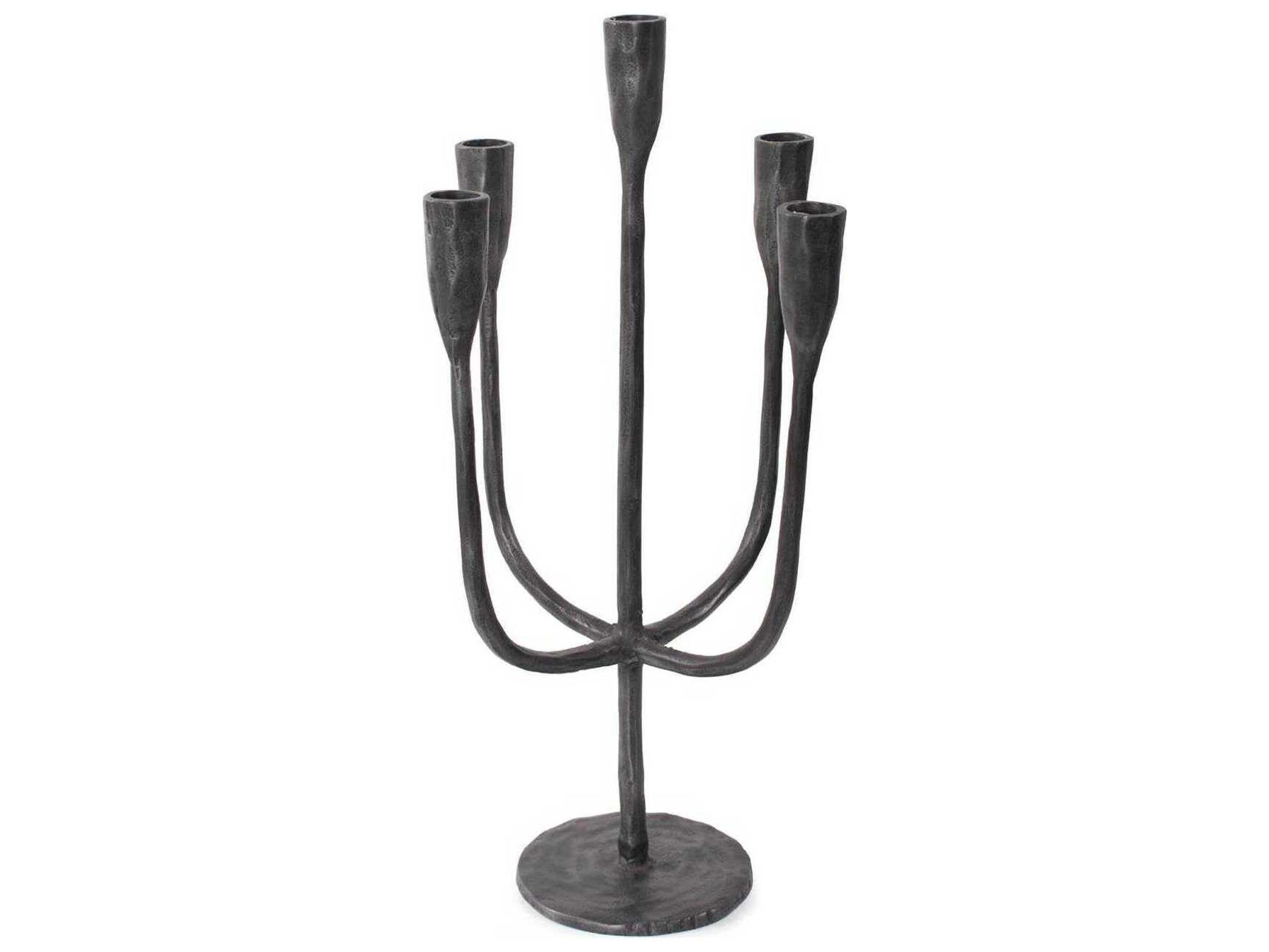Howard Elliott Asher Ebony Sculpted 5-Arm Candle Holder