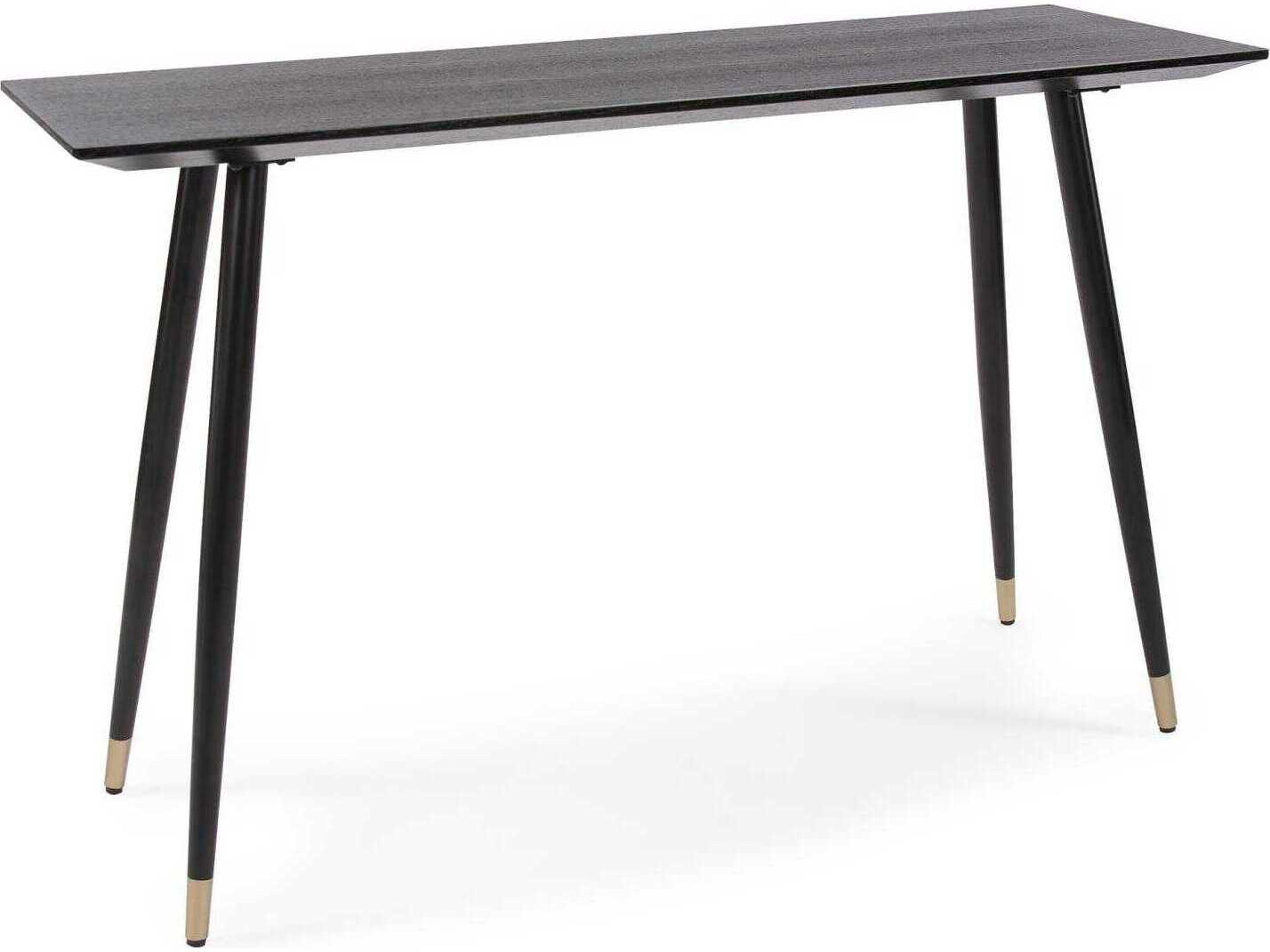 Howard Elliott Soho Rectangular Wood Dark Ash Brass Console Table