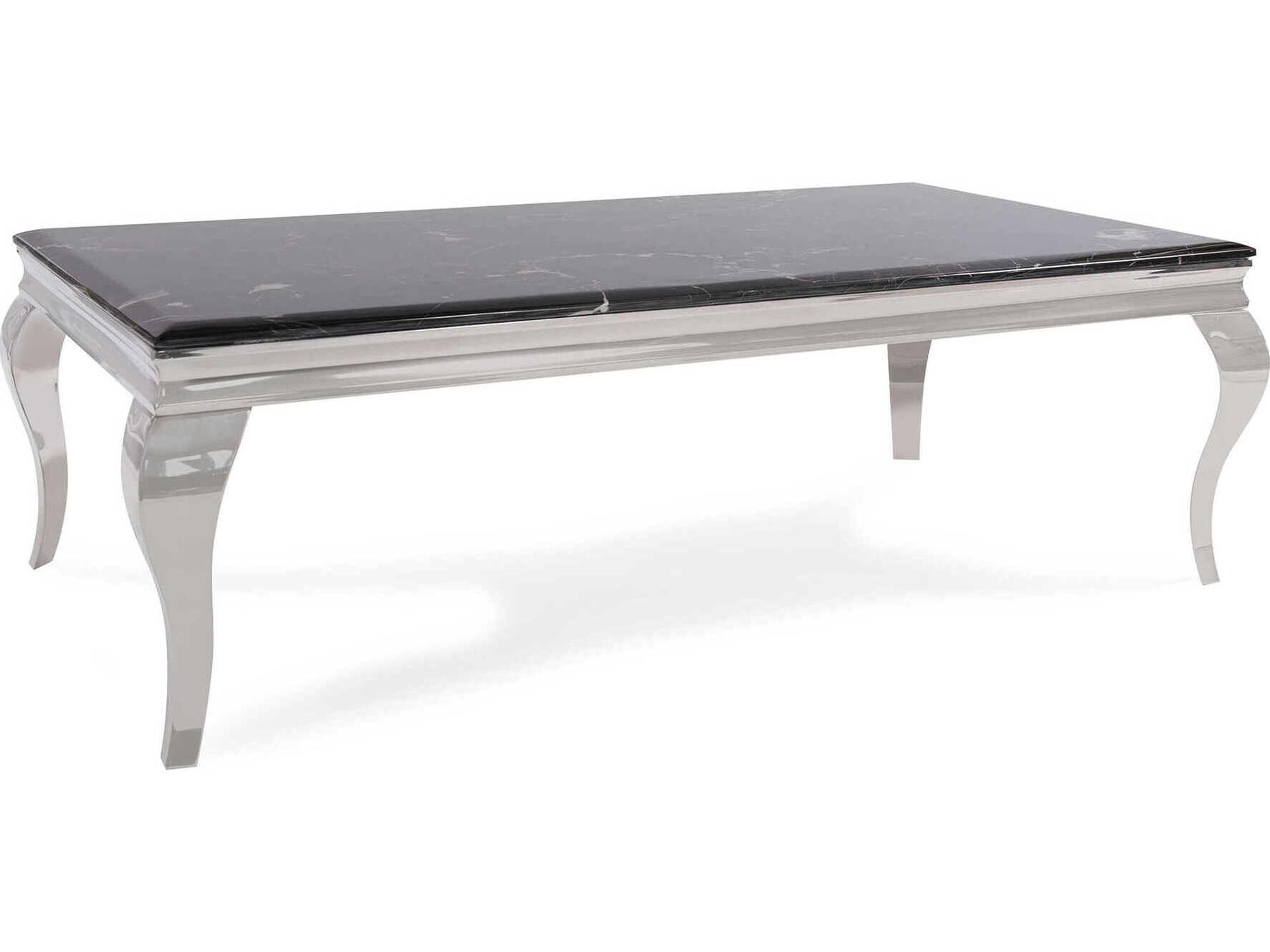 Howard Elliott Lexiss Rectangular Marble Black Silver Coffee Table