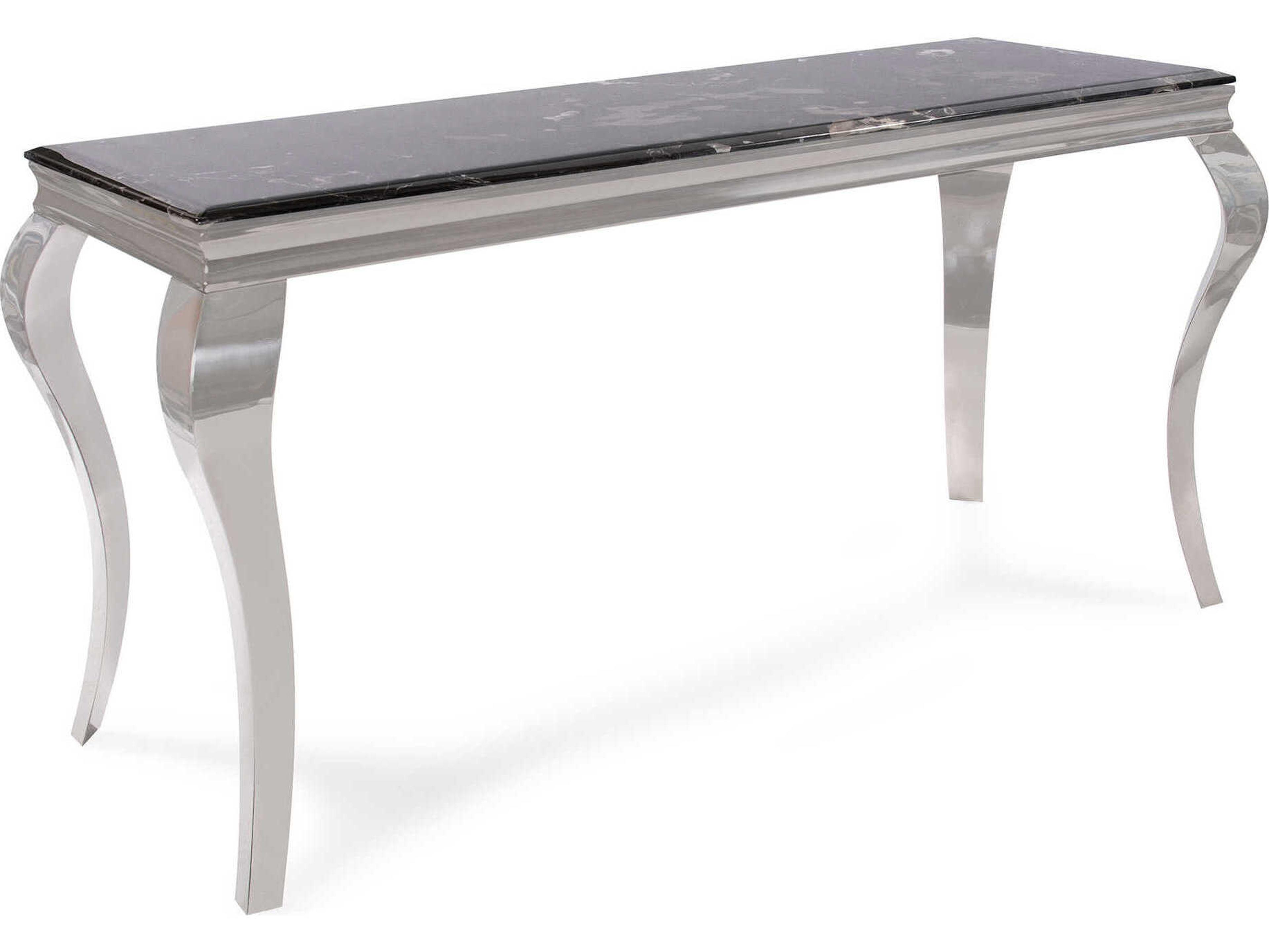 Howard Elliott Lexiss Rectangular Marble Black Silver Console Table