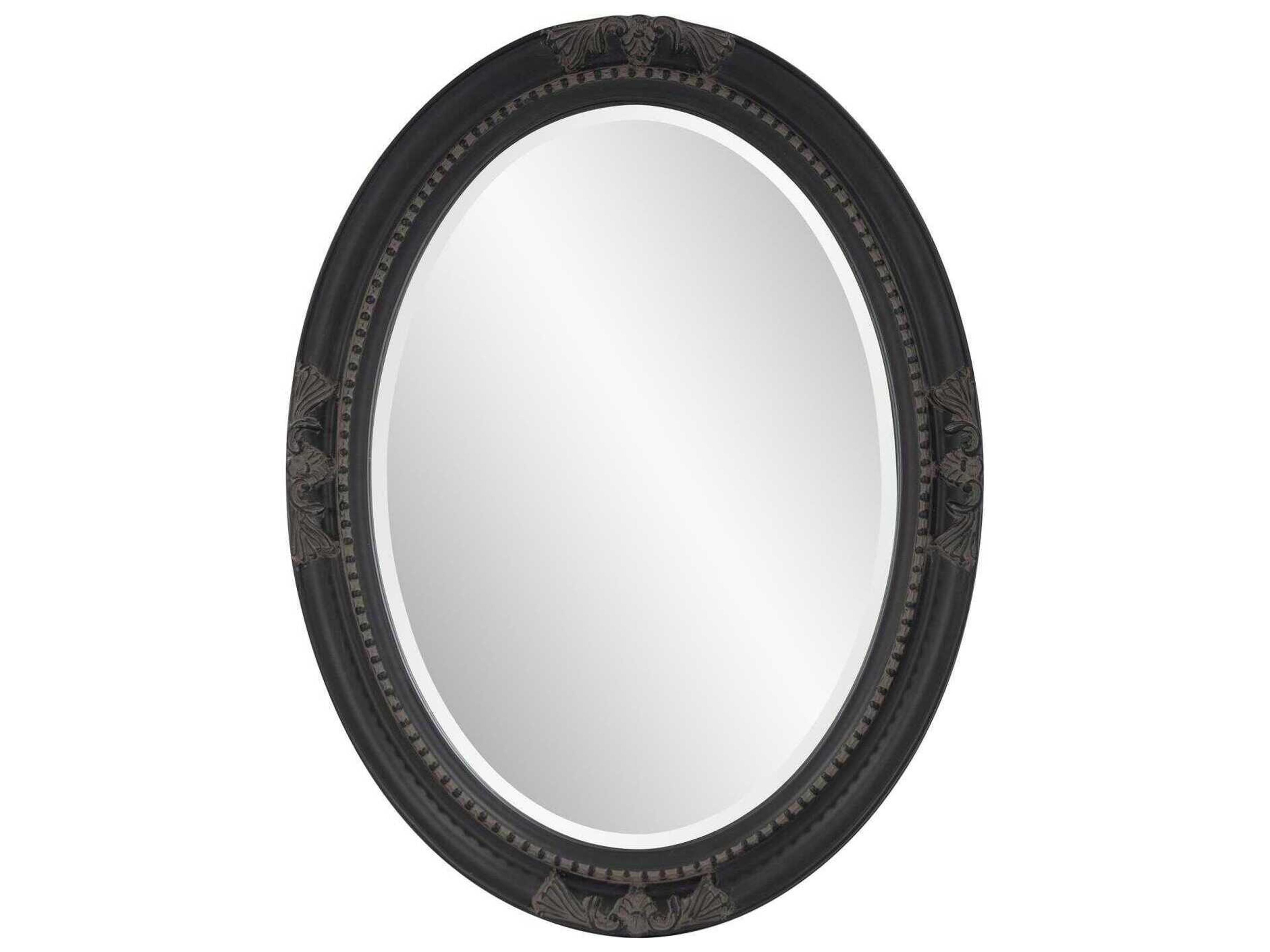 Howard Elliott Queen Ann Antique Black Oval Wall Mirror