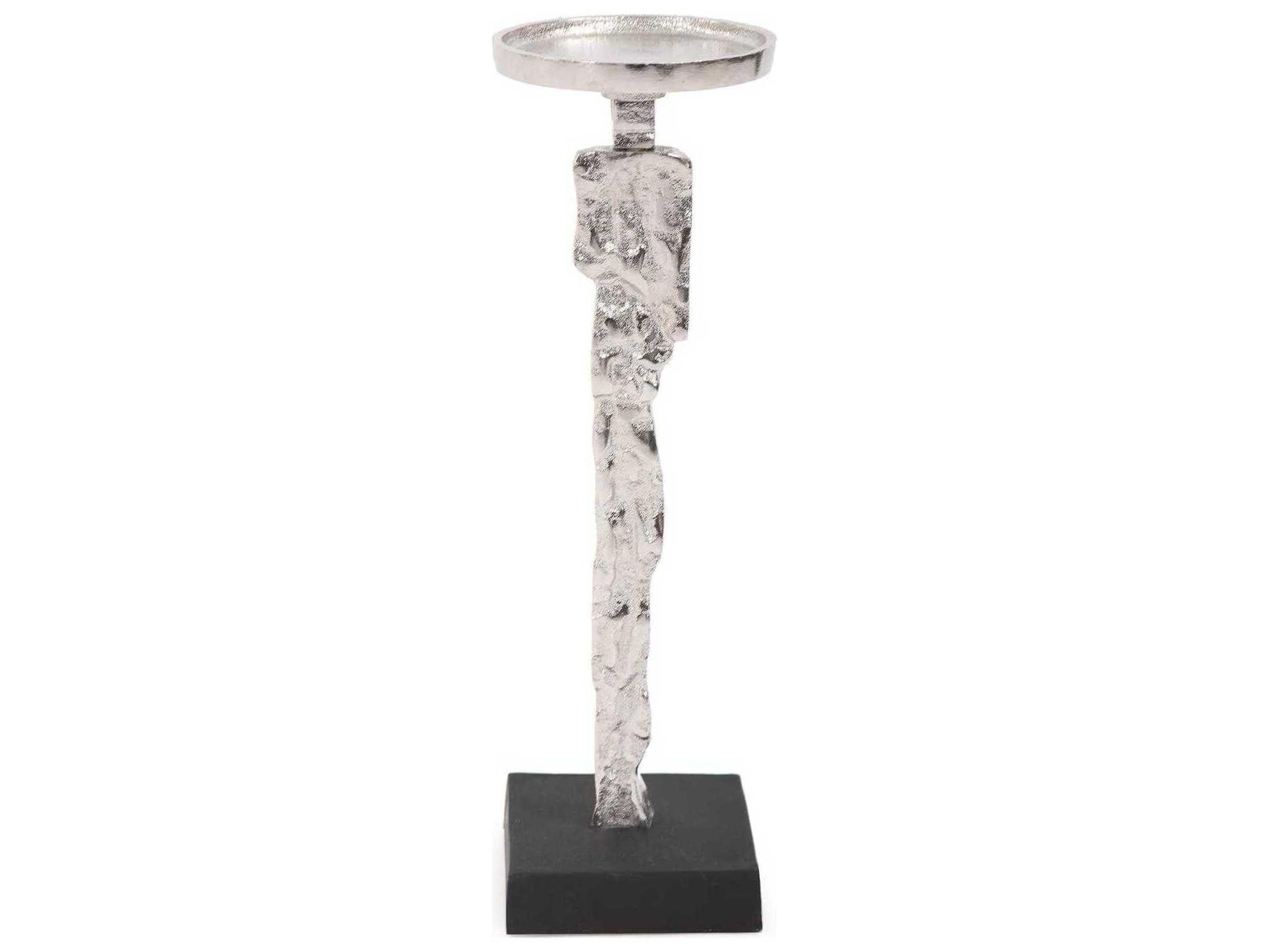 Howard Elliott Abstract Textured Nickel Candle Holder