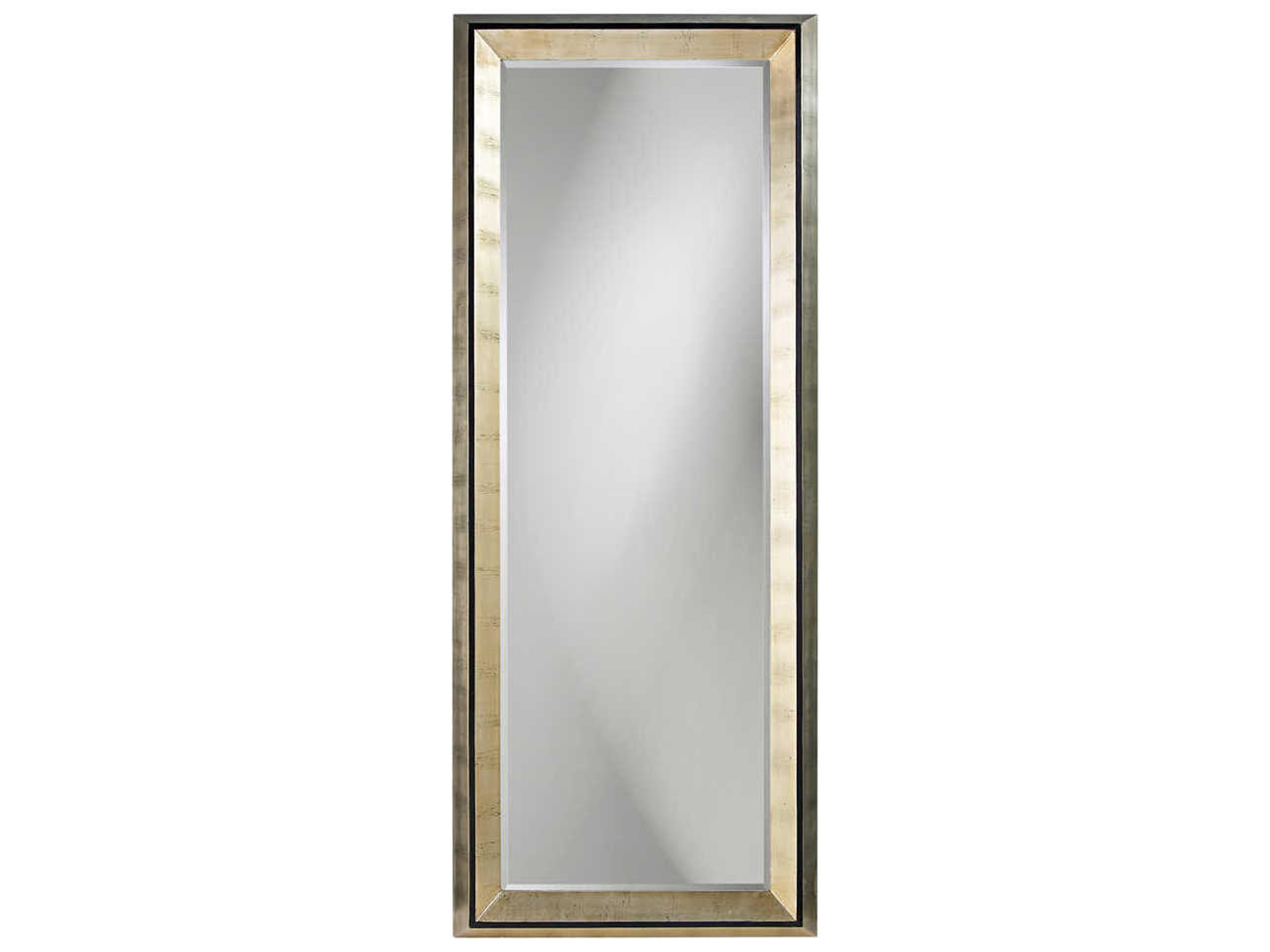 Howard Elliott Detroit Silver Leaf Rectangular Floor Mirror