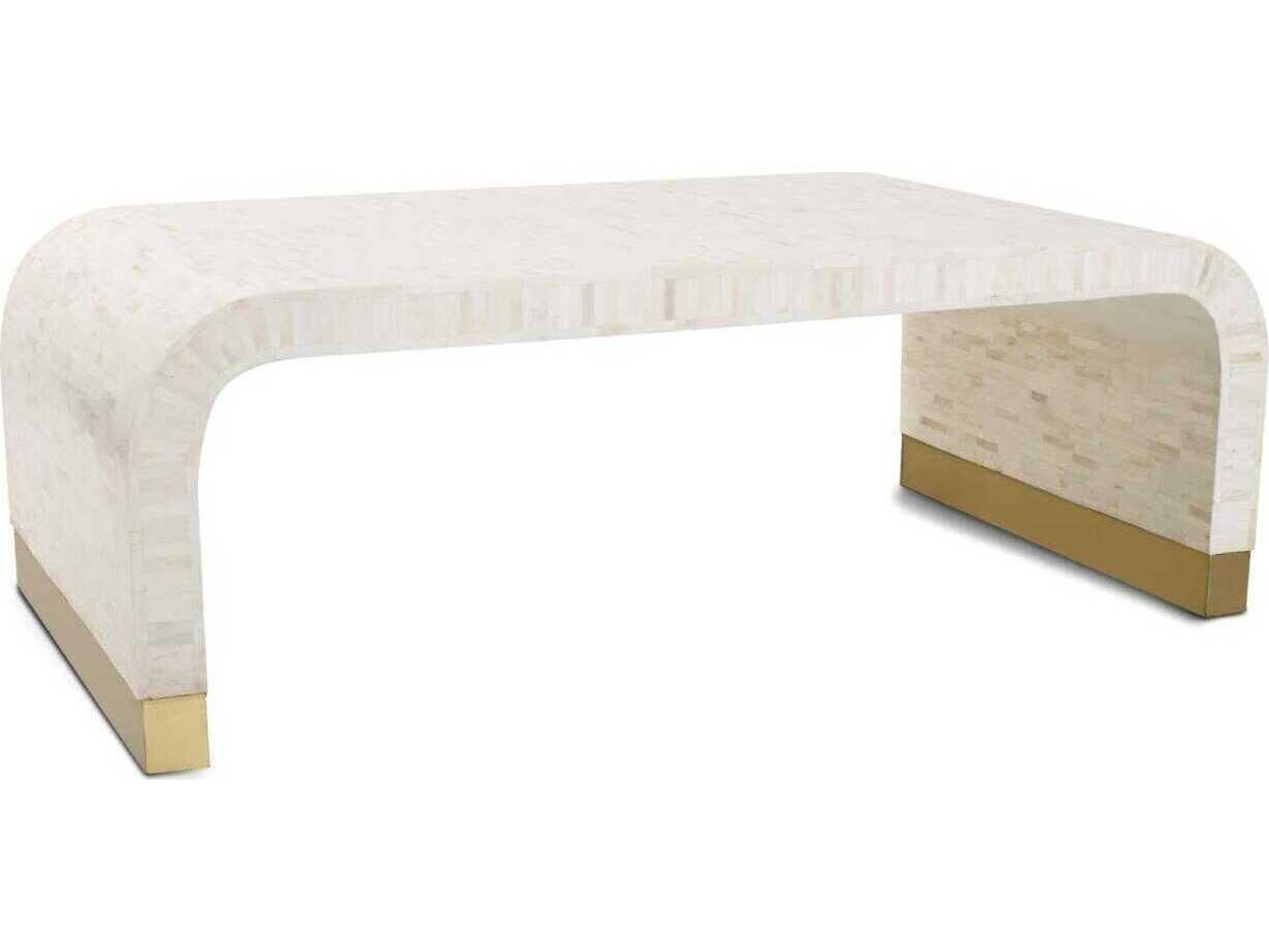 Howard Elliott Michelina Rectangular Marble Textured White Coffee Table