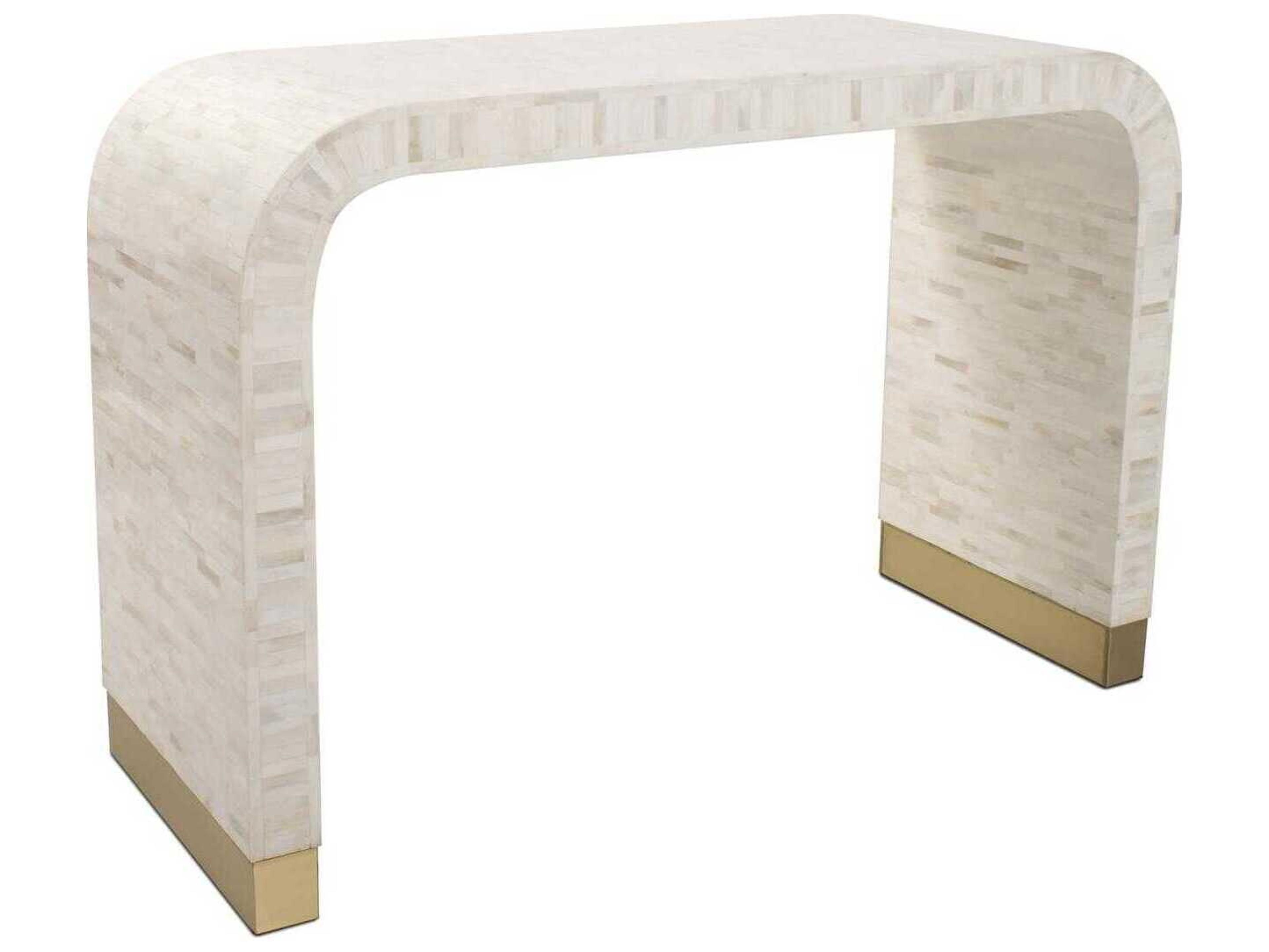 Howard Elliott Michelina Rectangular Marble Textured White Console Table
