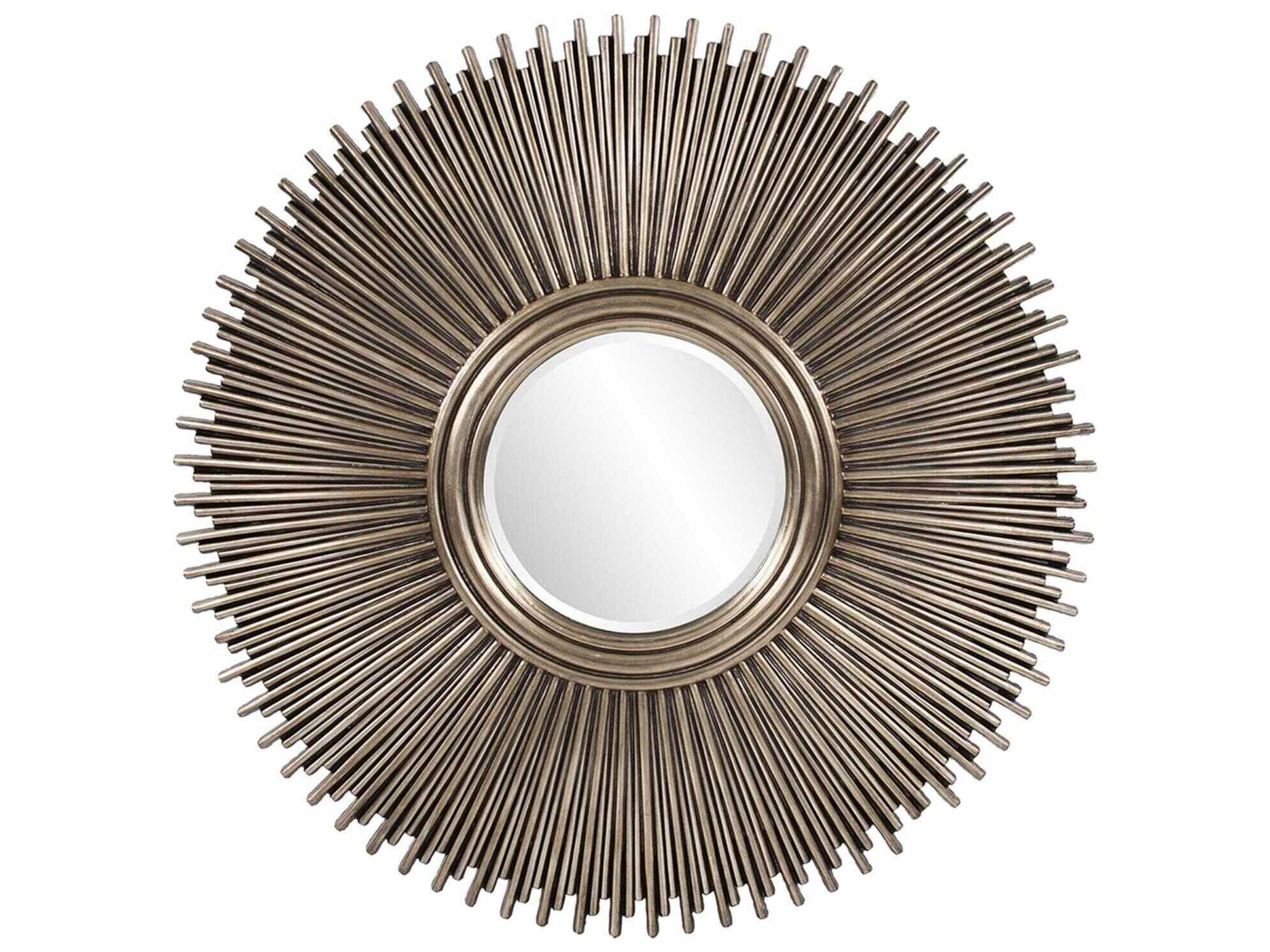 Howard Elliott Singapore Silver Leaf Round Wall Mirror