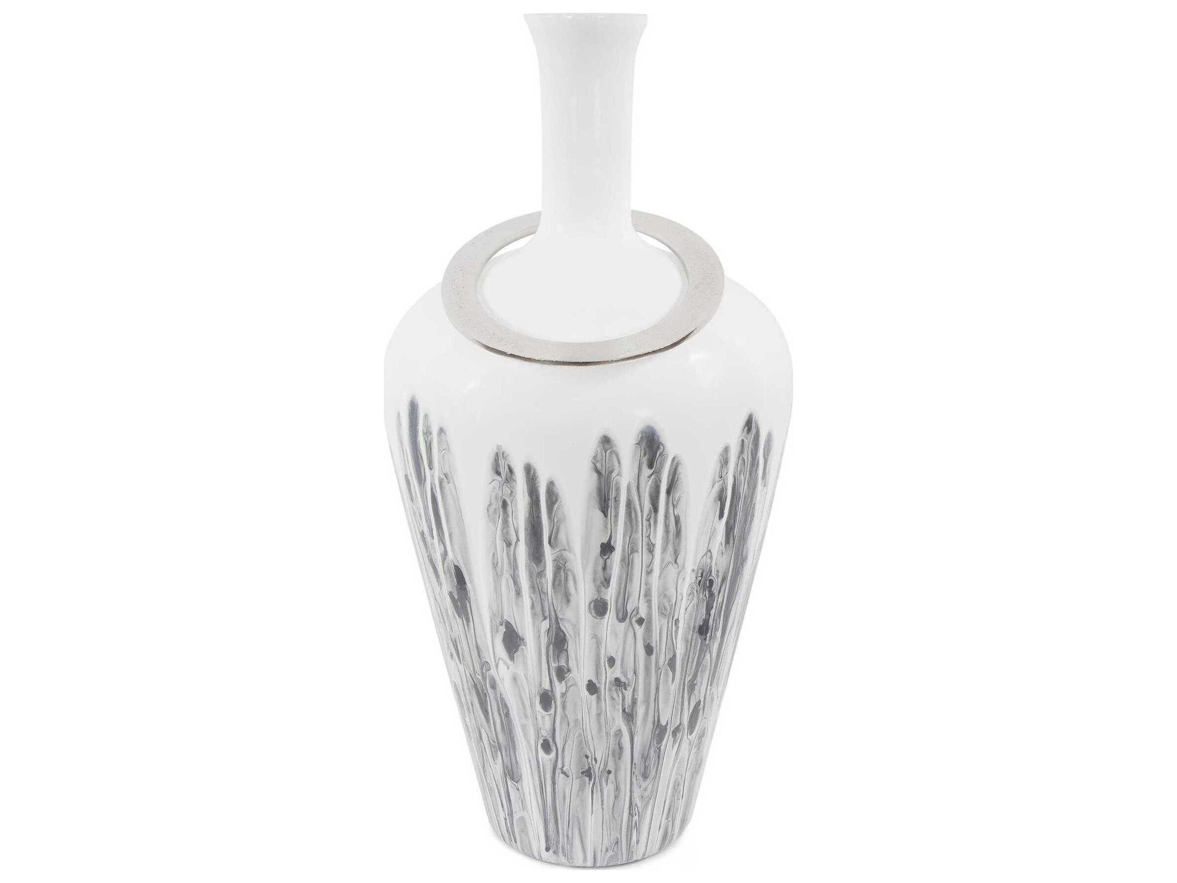 Howard Elliott Albrecht White Nickel Thin Necked Glass Vase