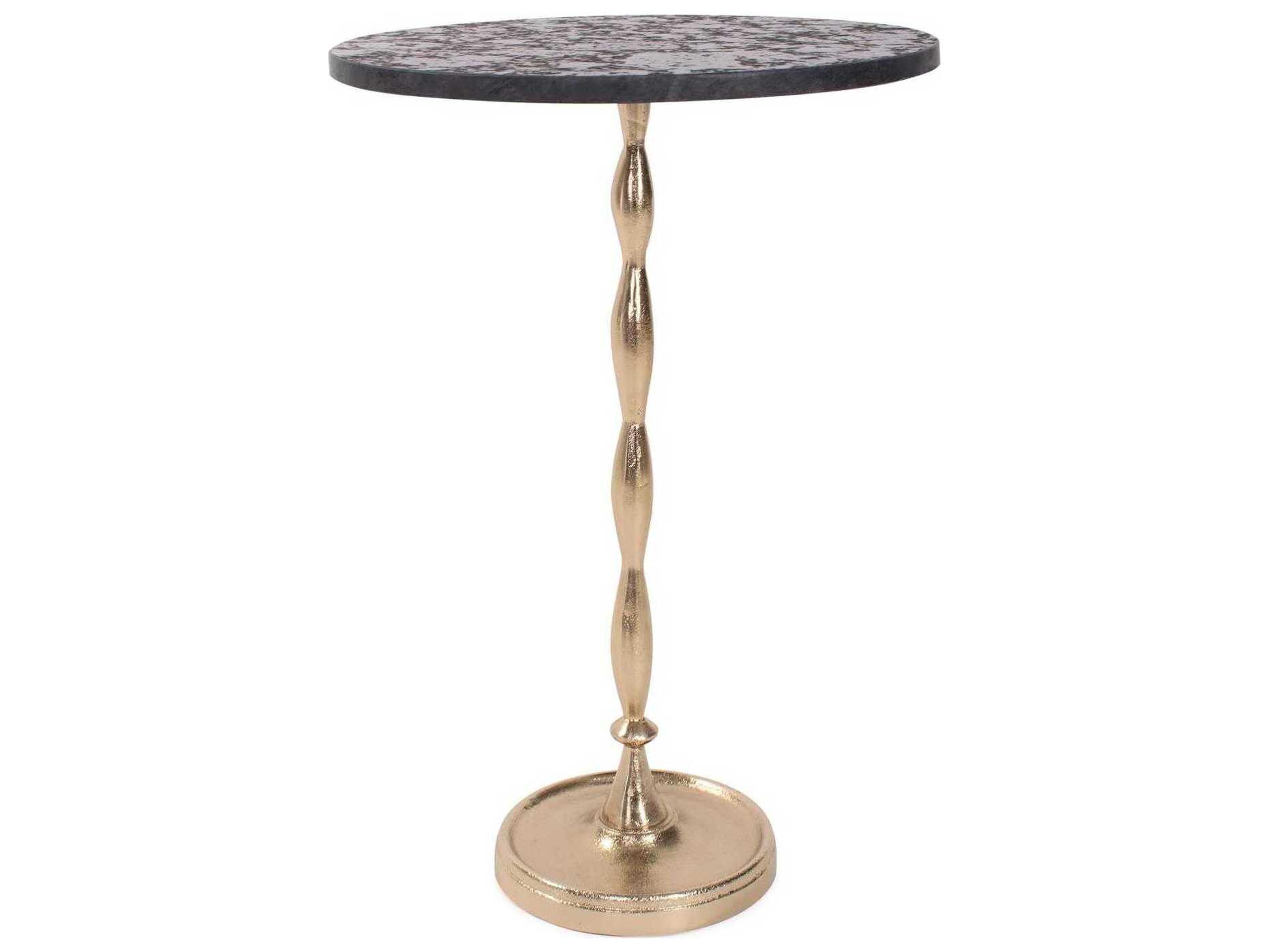 Howard Elliott Patrizia Round Marbled Black End Table