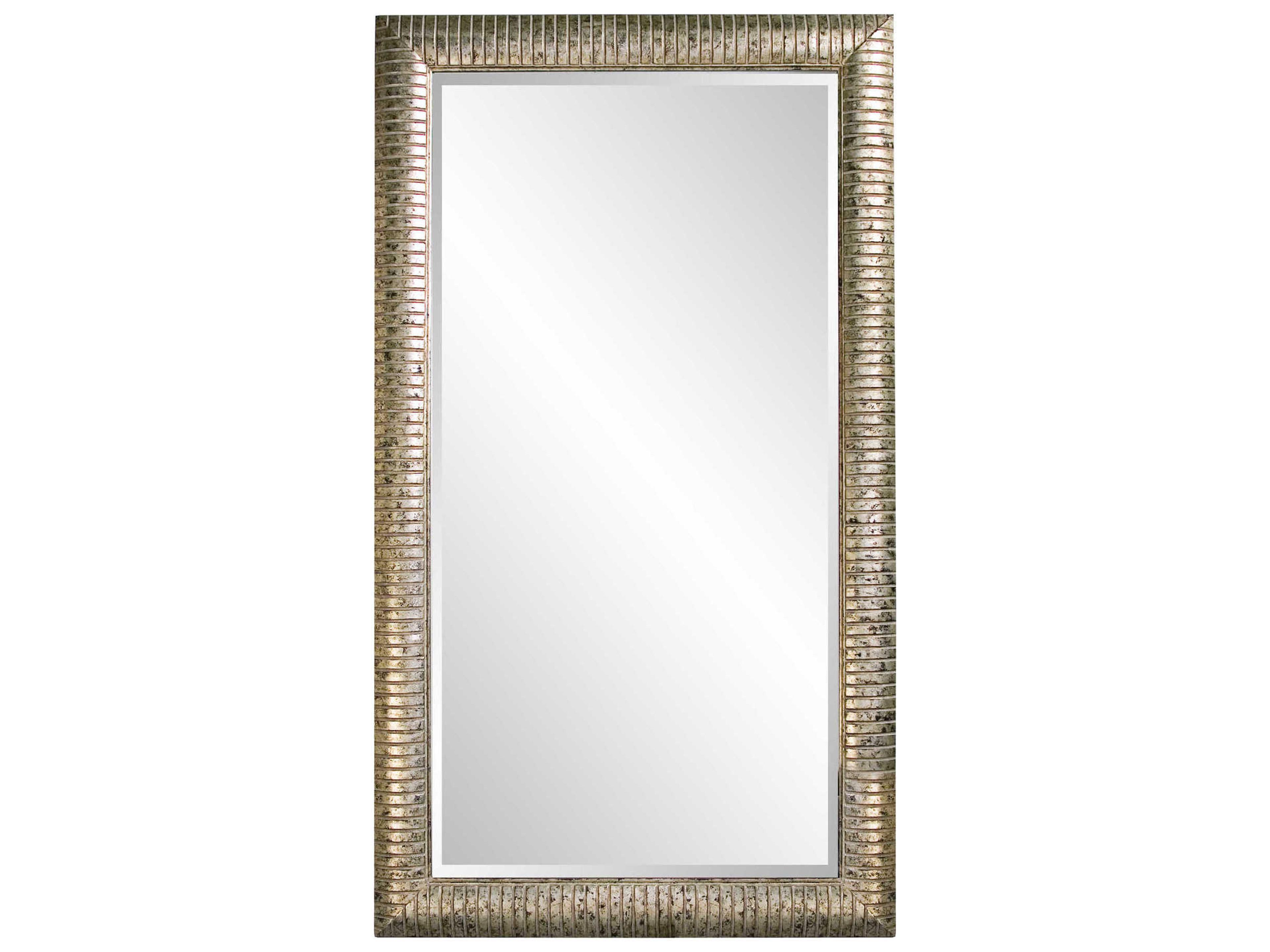 Howard Elliott Daniel Silver Leaf Rectangular Floor Mirror