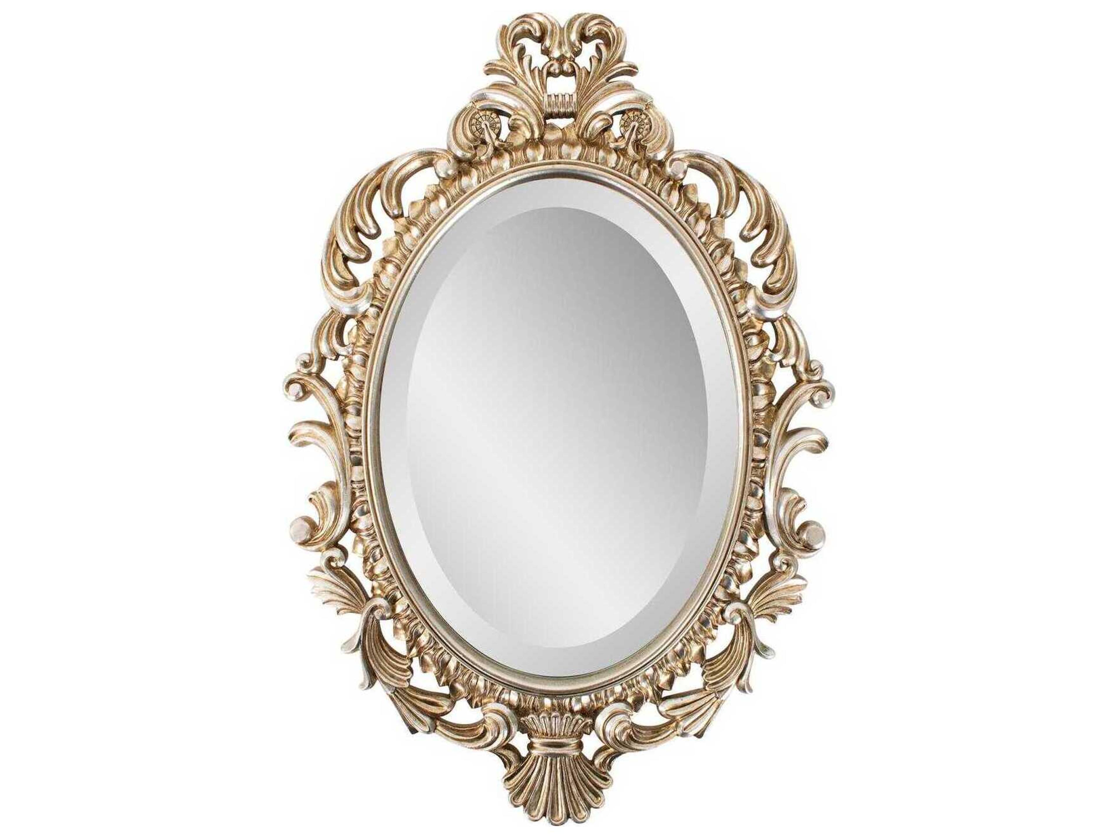 Howard Elliott French D' Amboise Antique Silver Oval Wall Mirror