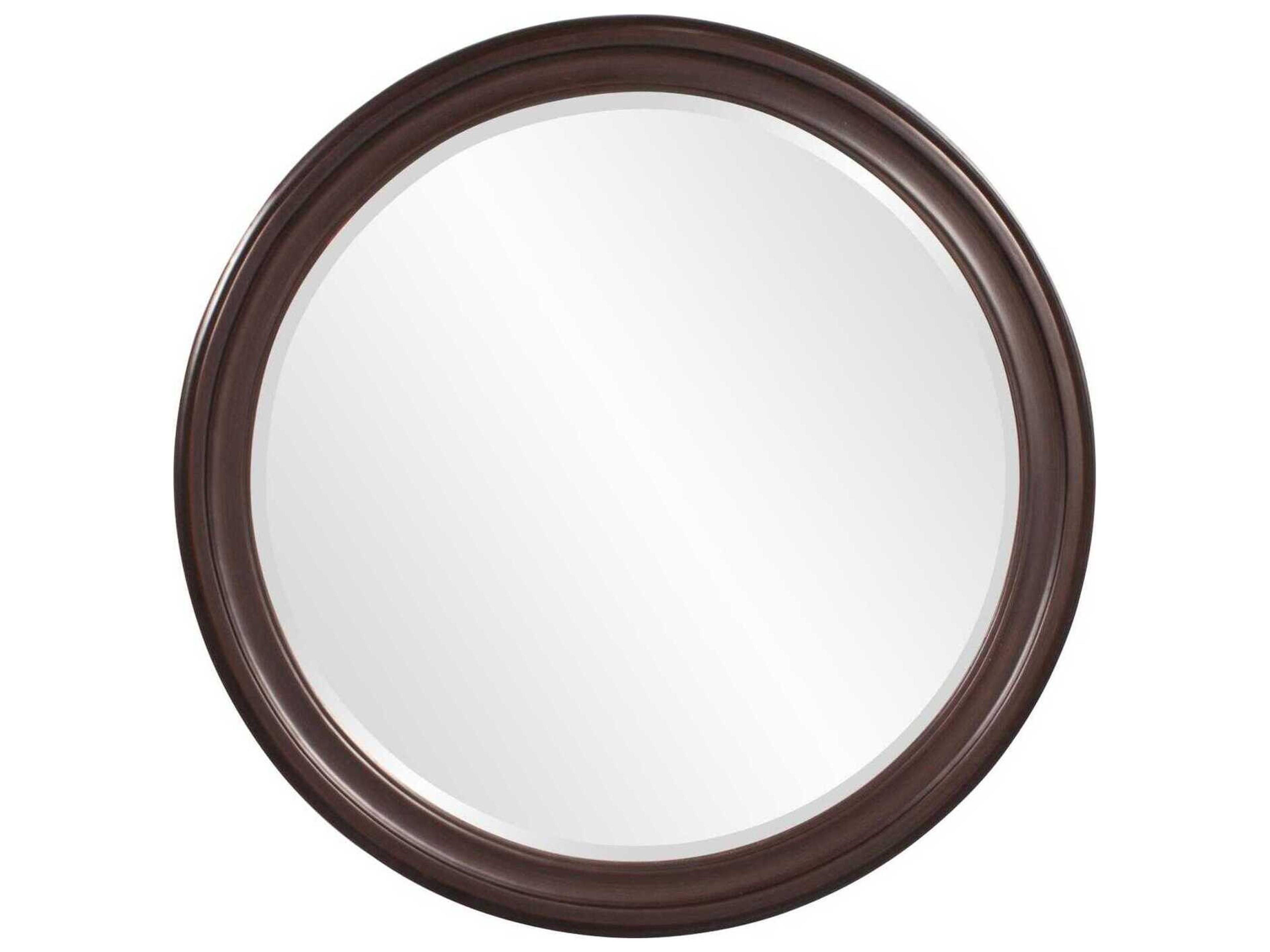 Howard Elliott George Lacquered Chocolate Round Wall Mirror