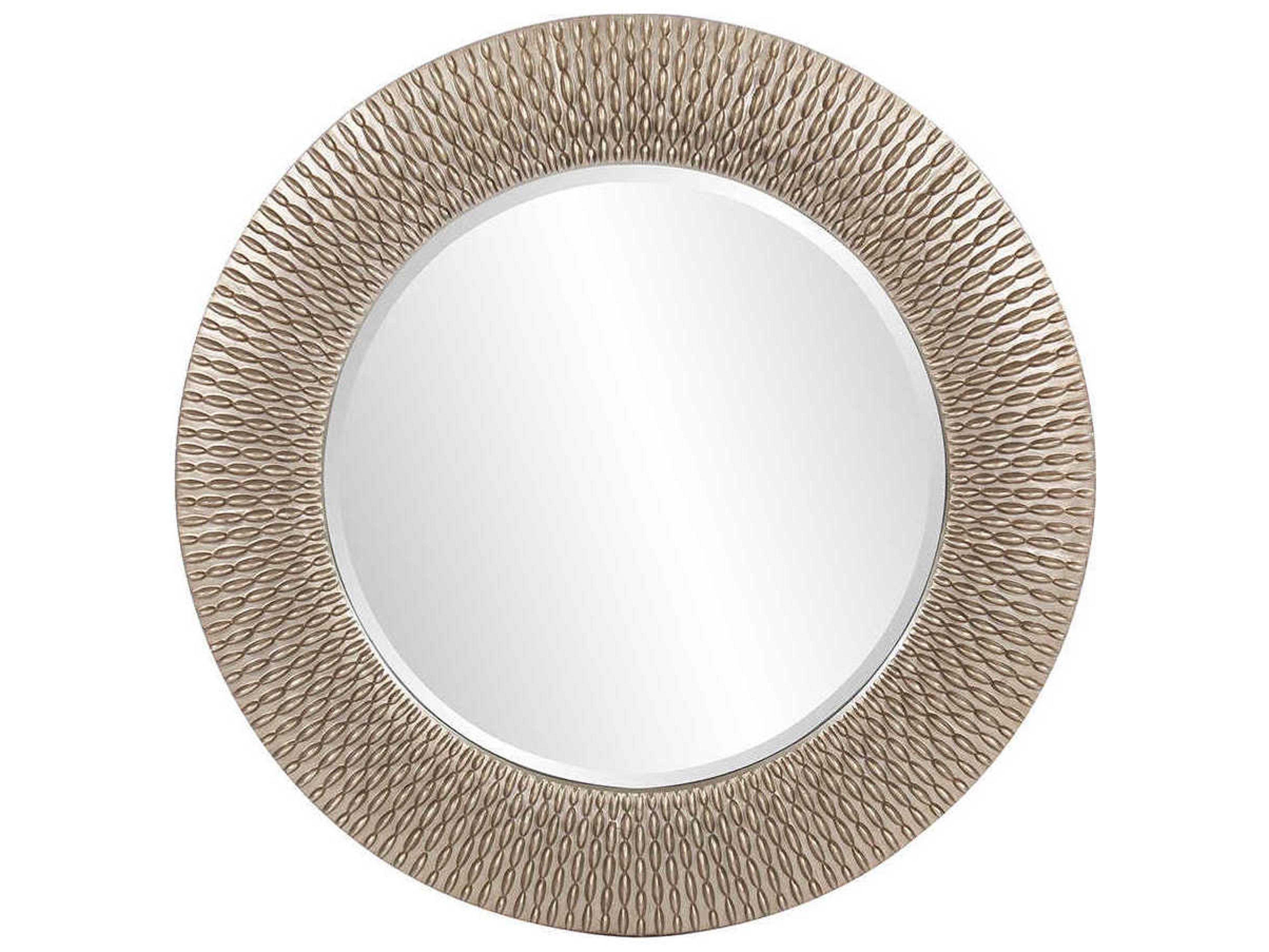 Howard Elliott Bergman Silver Leaf Round Wall Mirror