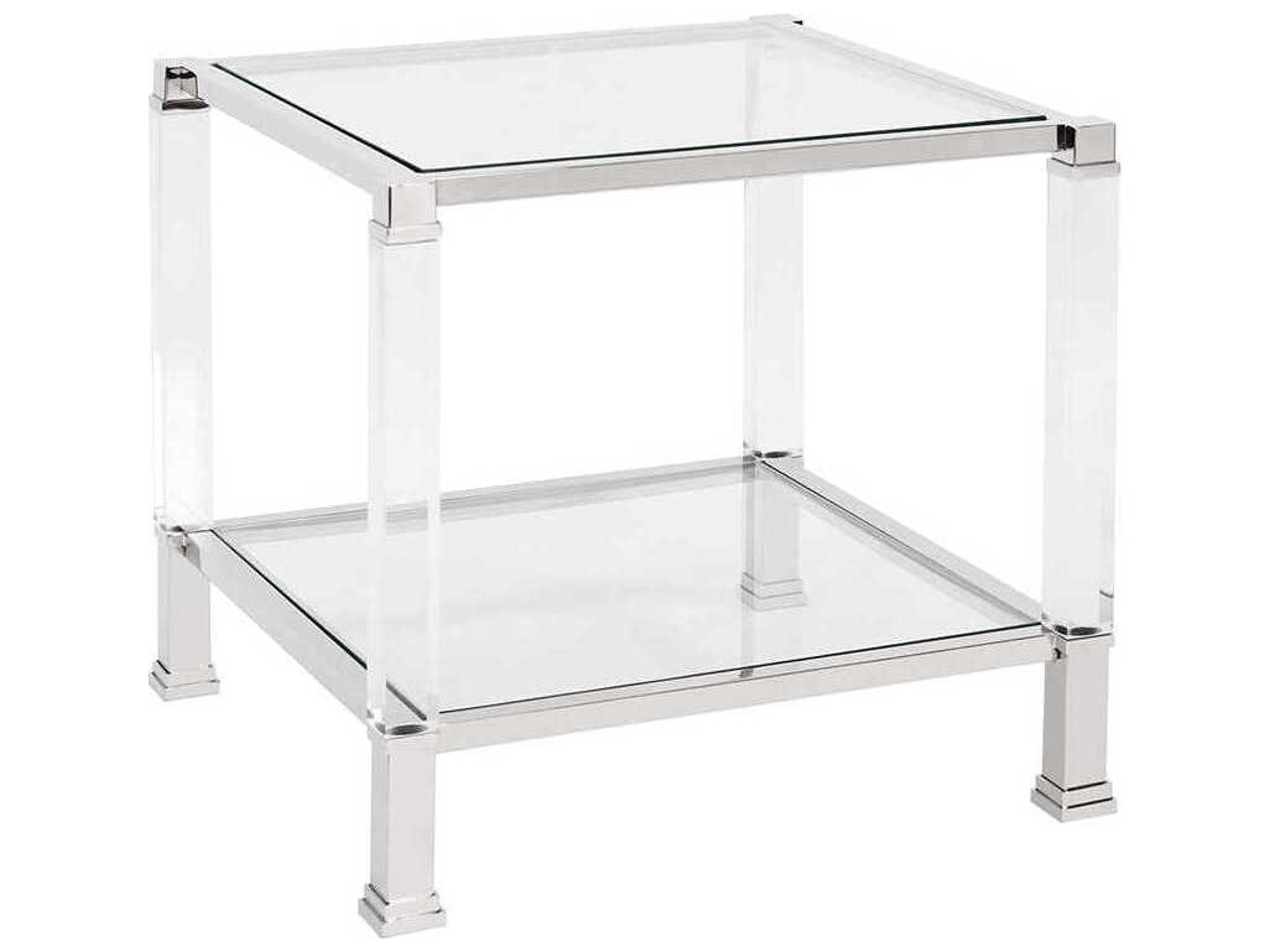 Howard Elliott Clare Square Glass Silver End Table