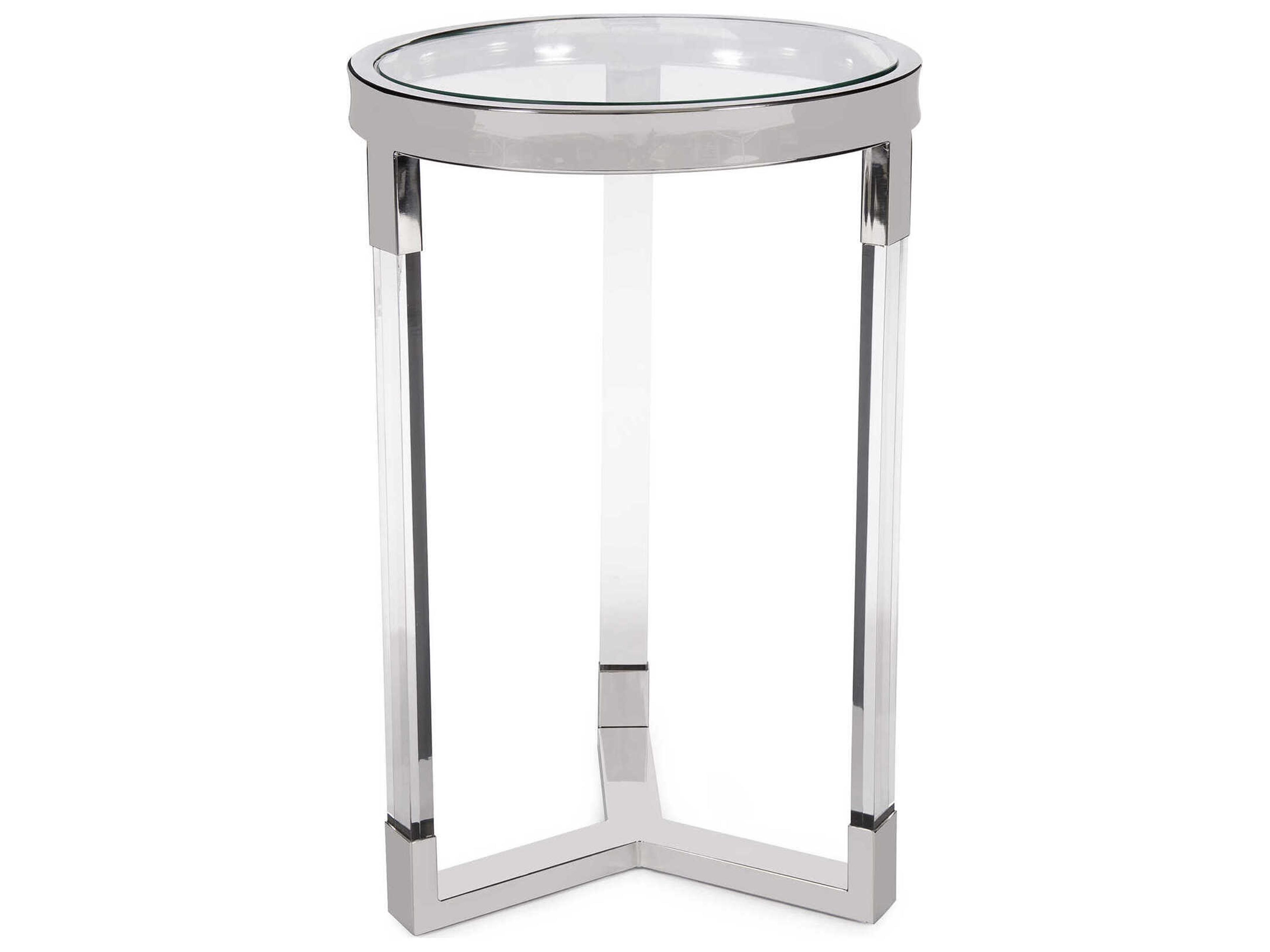 Howard Elliott Round Glass Silver End Table
