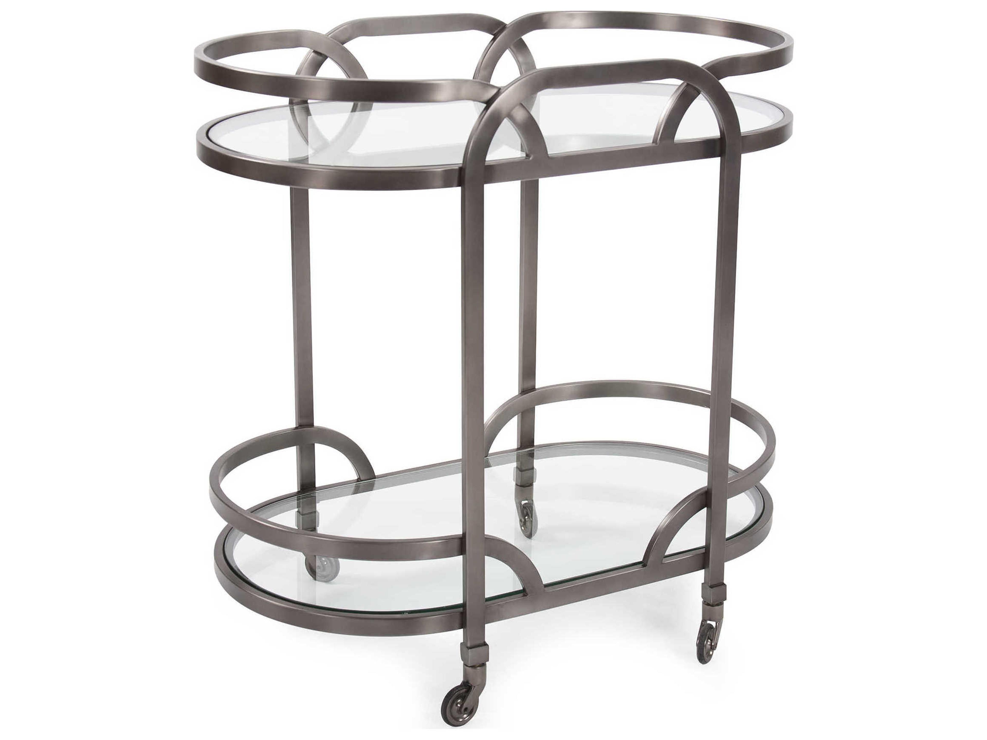 Howard Elliott Glass Black Nickel Bar Cart