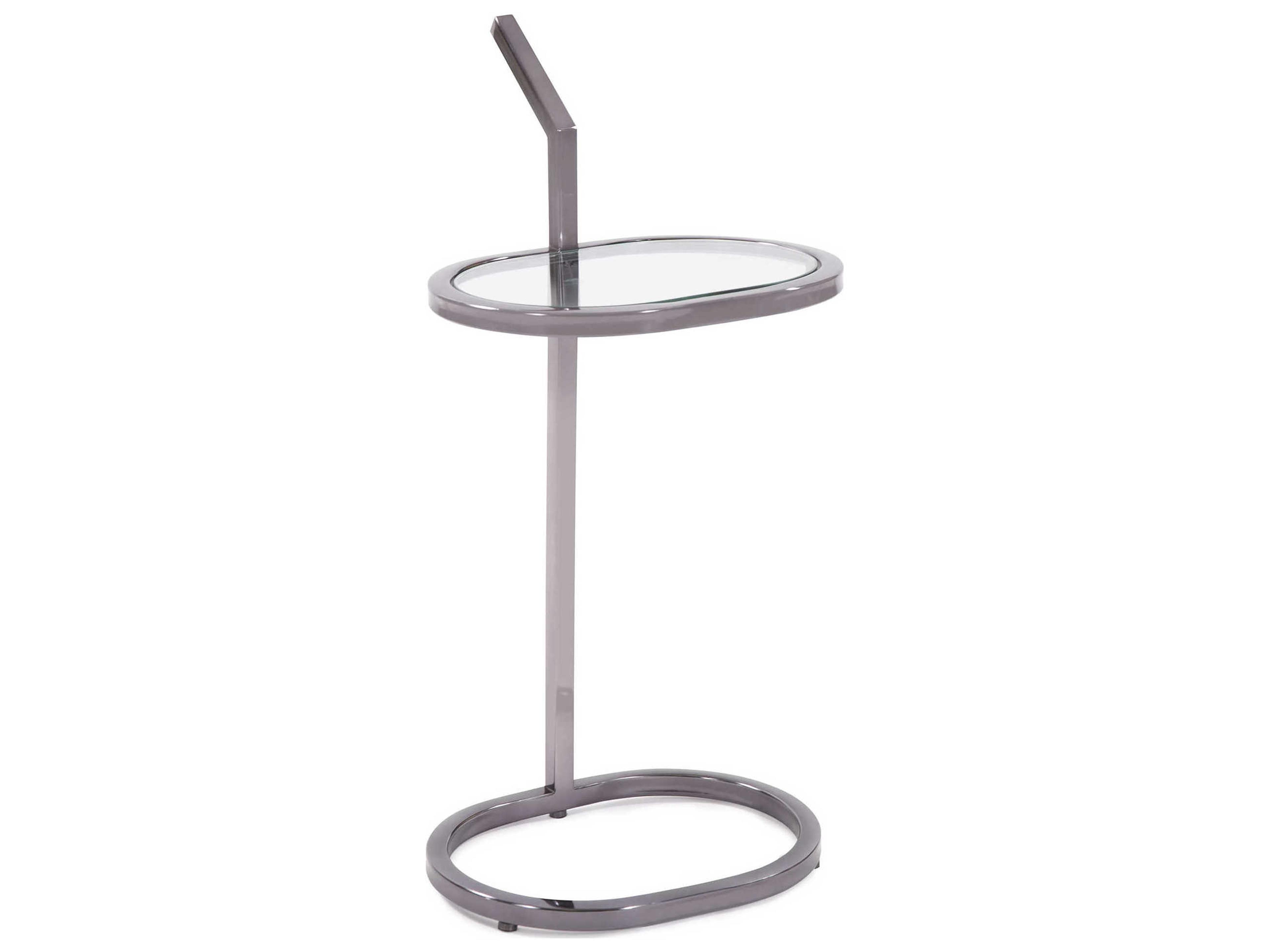 Howard Elliott Oval Glass Black Nickel End Table