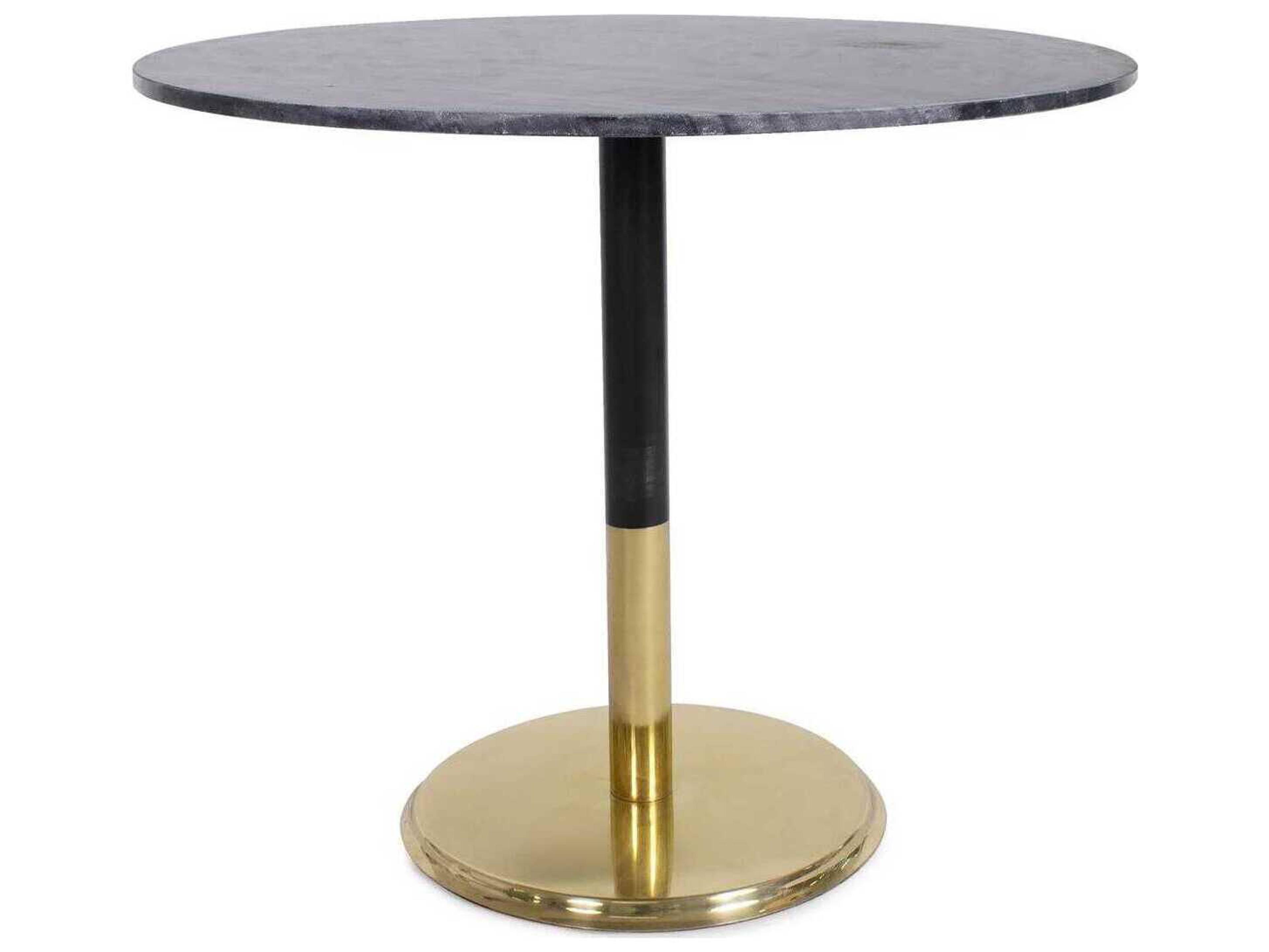 Howard Elliott Micca Round Marble Black Gray Gold Dining Table