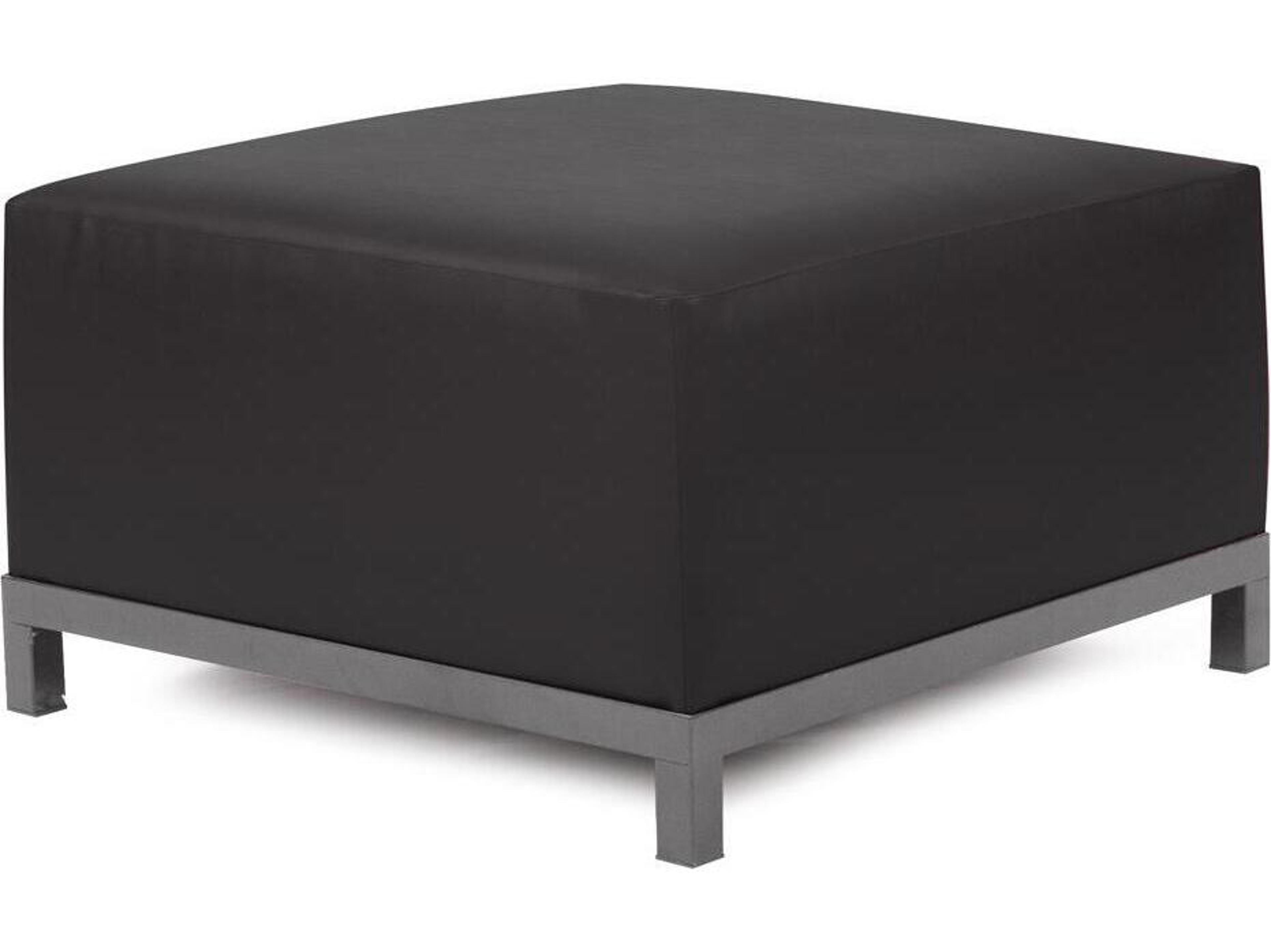 Howard Elliott Outdoor Axis Atlantis Black Fabric Cushion Ottoman