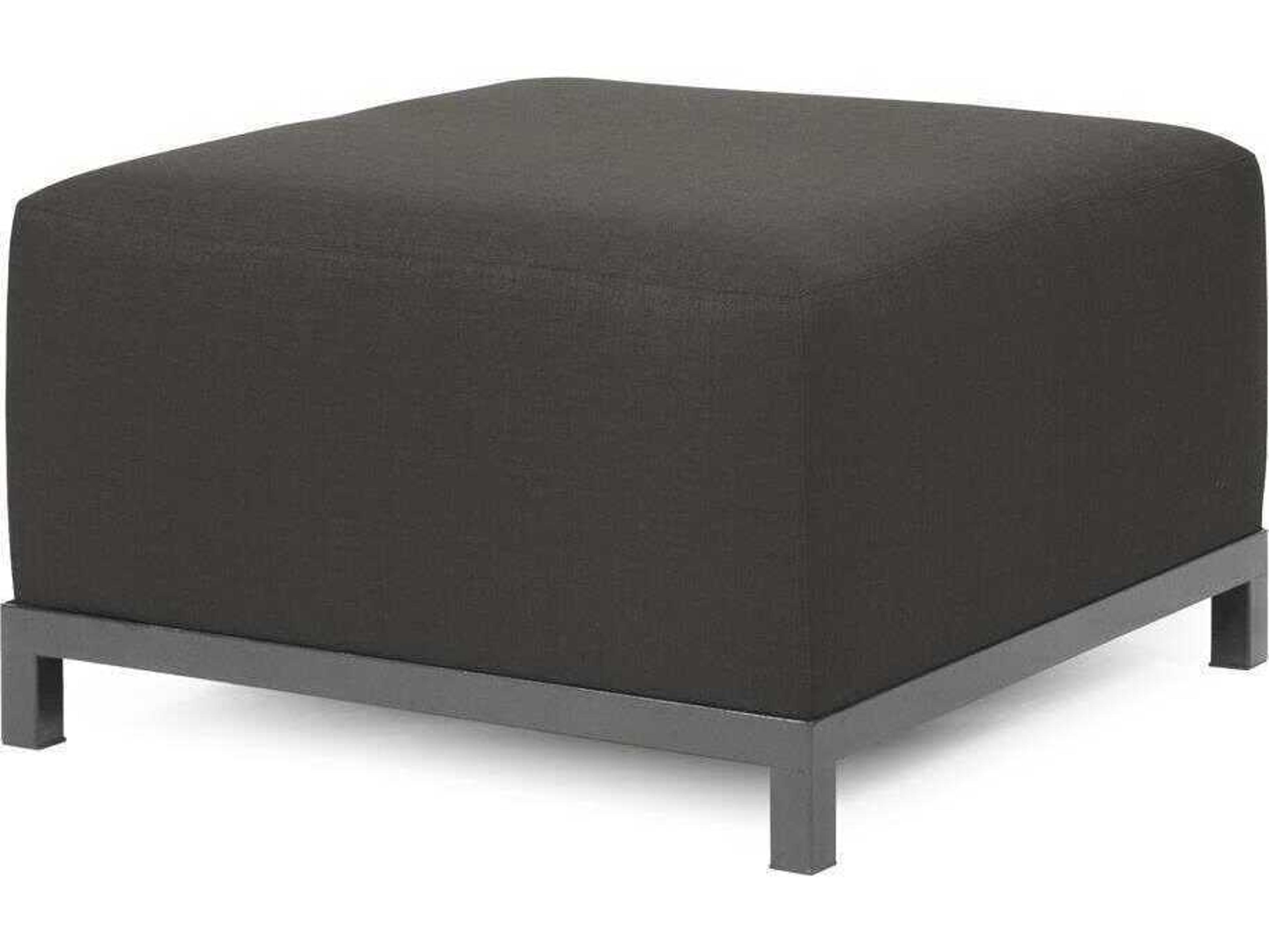 Howard Elliott Outdoor Axis Seascape Charcoal Fabric Cushion Ottoman