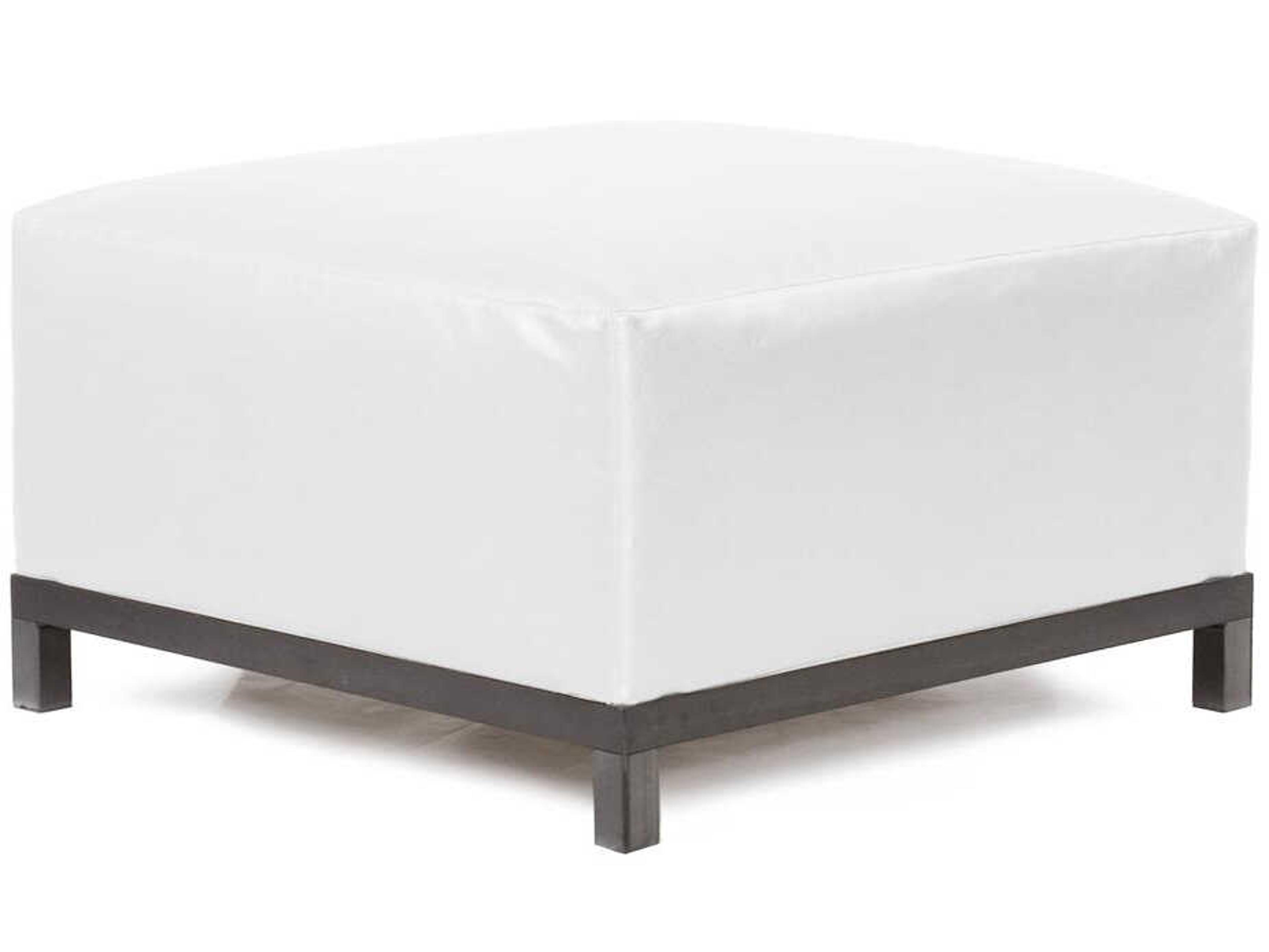 Howard Elliott Outdoor Axis Atlantis White Fabric Cushion Ottoman