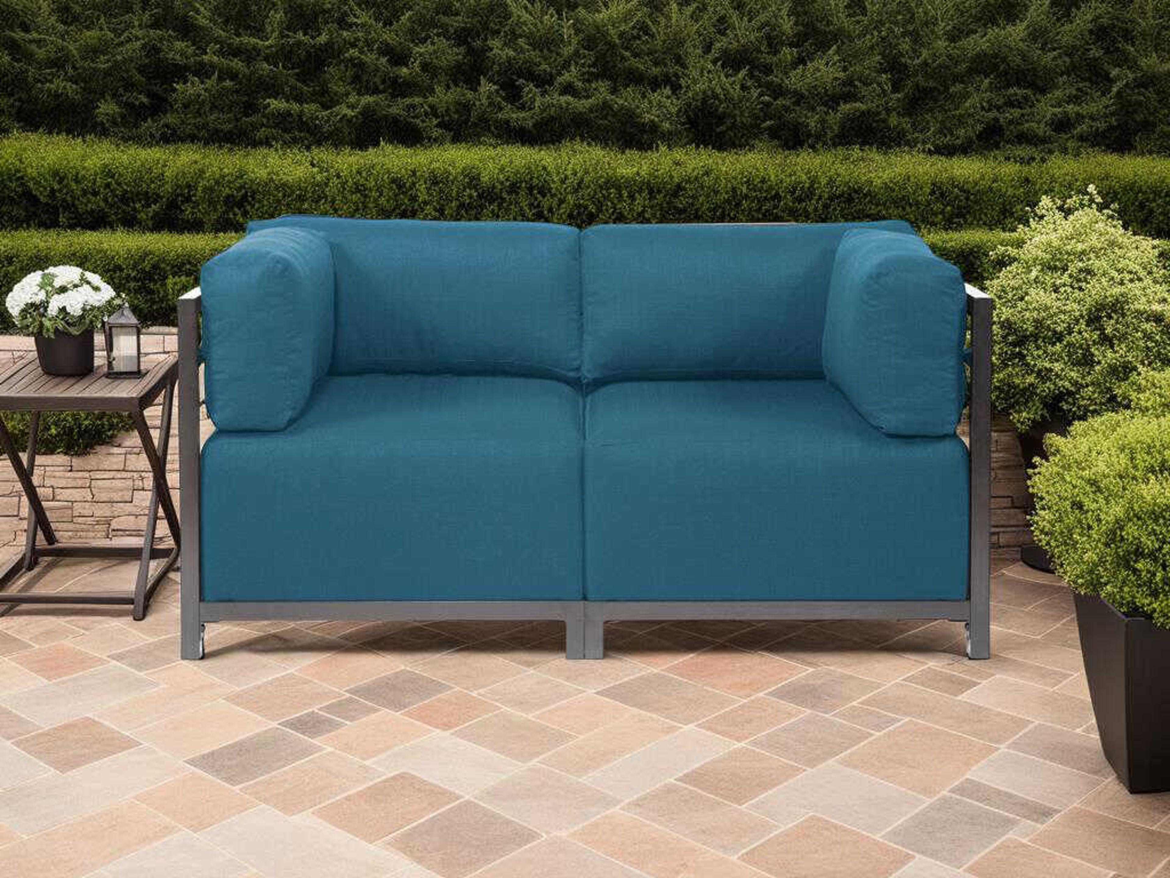 Howard Elliott Outdoor Axis Seascape Turquoise Fabric Cushion Loveseat