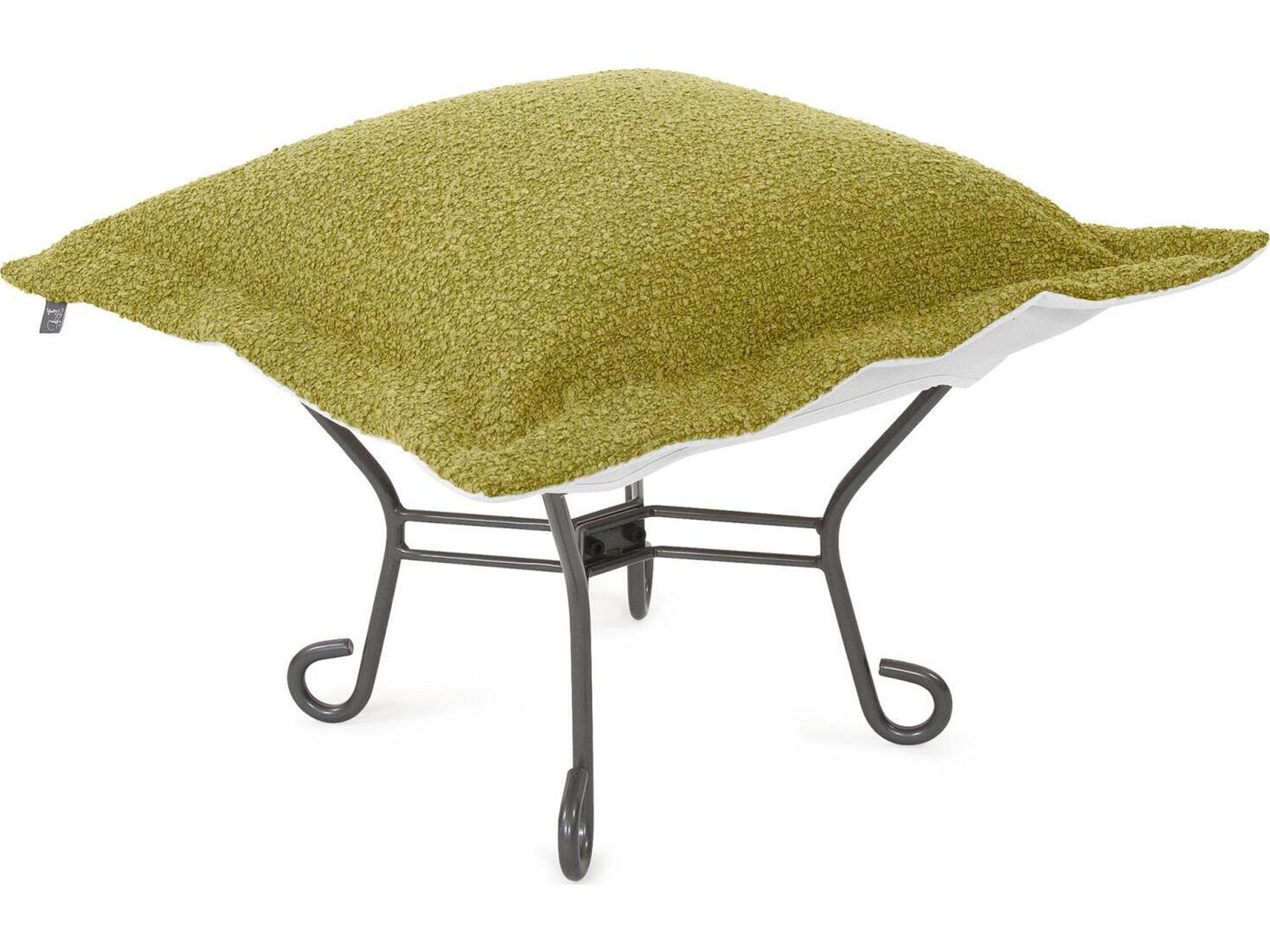 Howard Elliott Outdoor Puff Scroll Alicante Moss Fabric Cushion Ottoman
