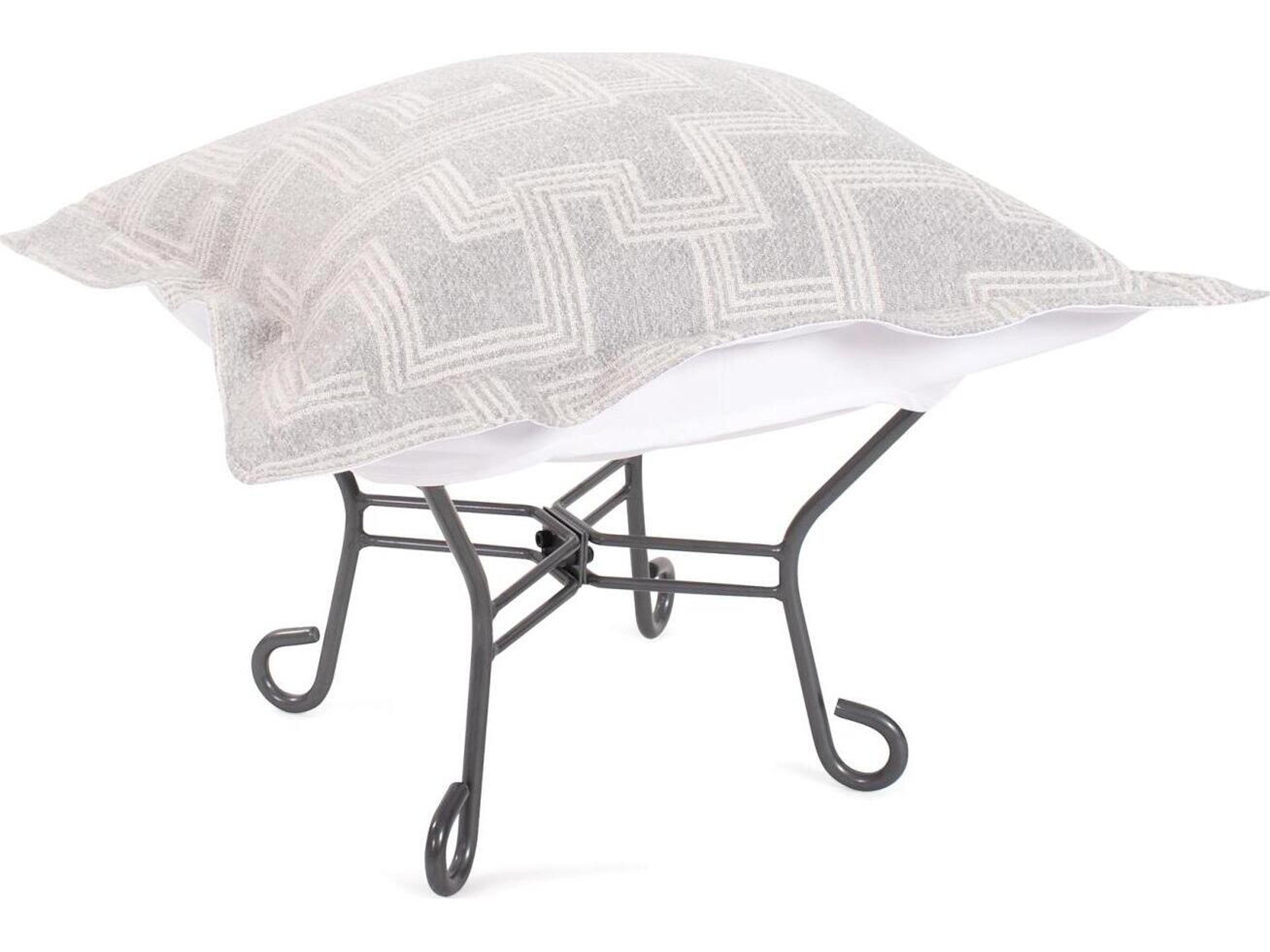 Puff Scroll Syros Fog Fabric Cushion Ottoman