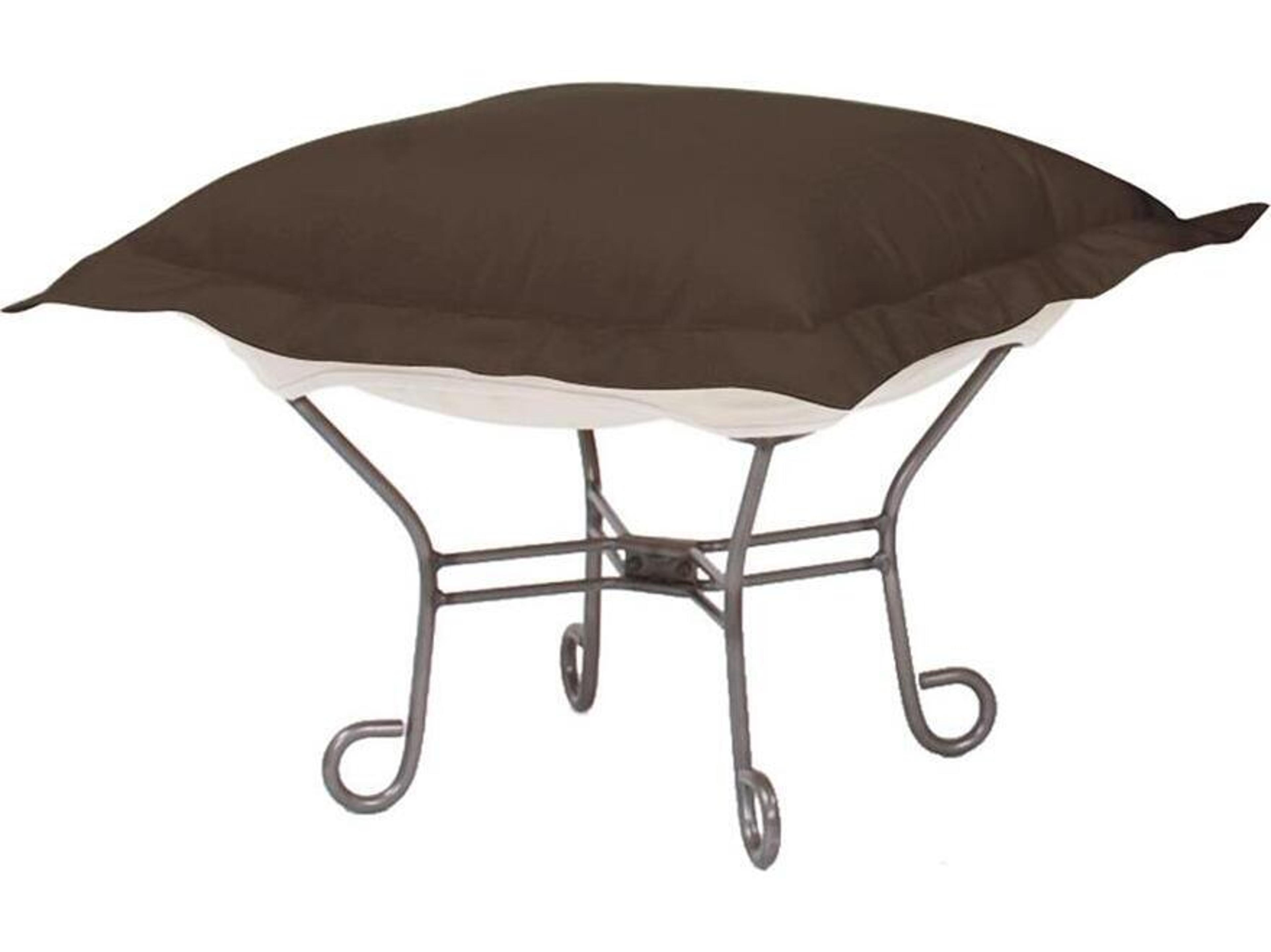 Howard Elliott Outdoor Puff Scroll Seascape Chocolate Fabric Cushion Ottoman