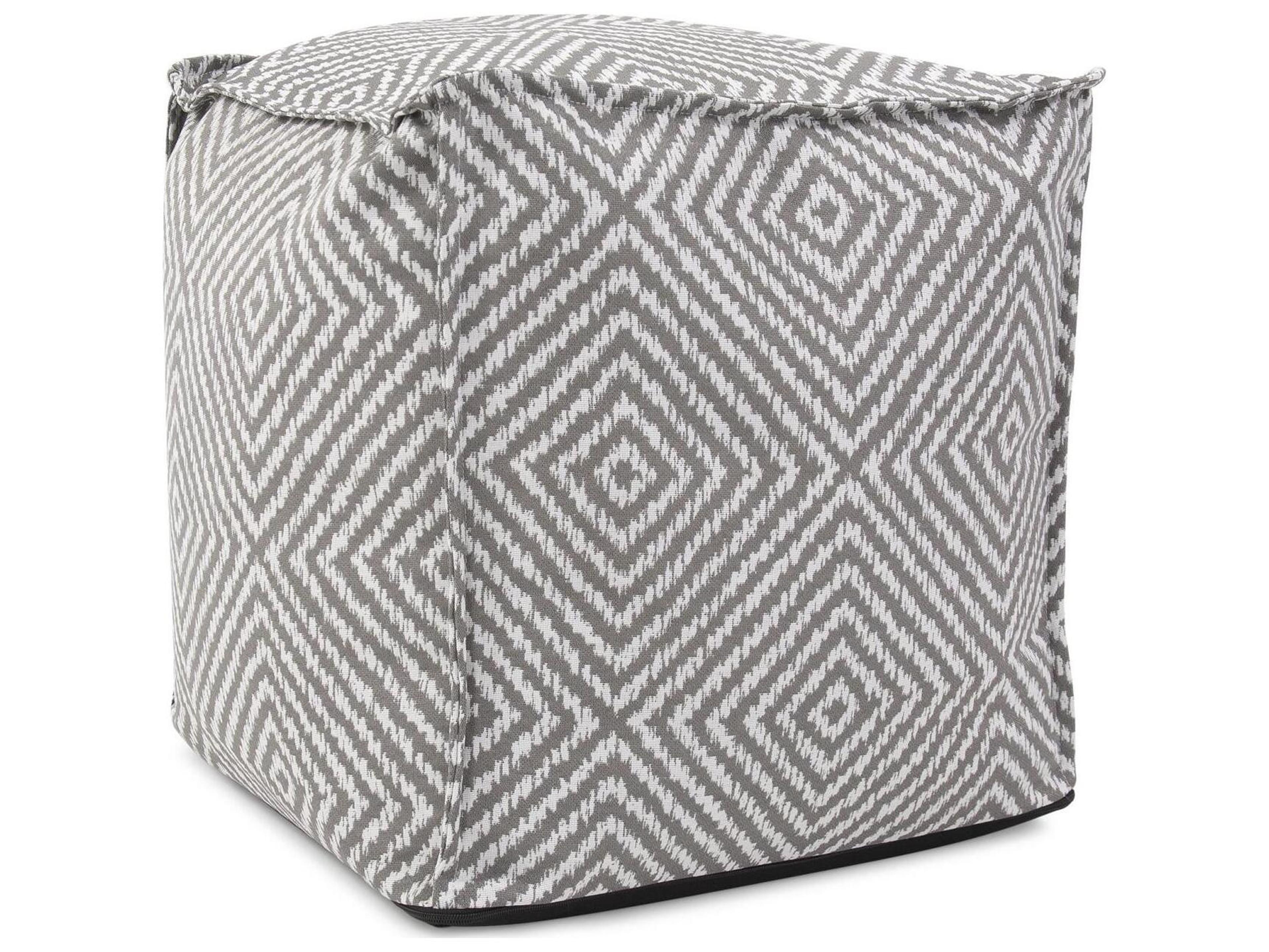 Howard Elliott Outdoor Helm Pewter Fabric Cushion Ottoman