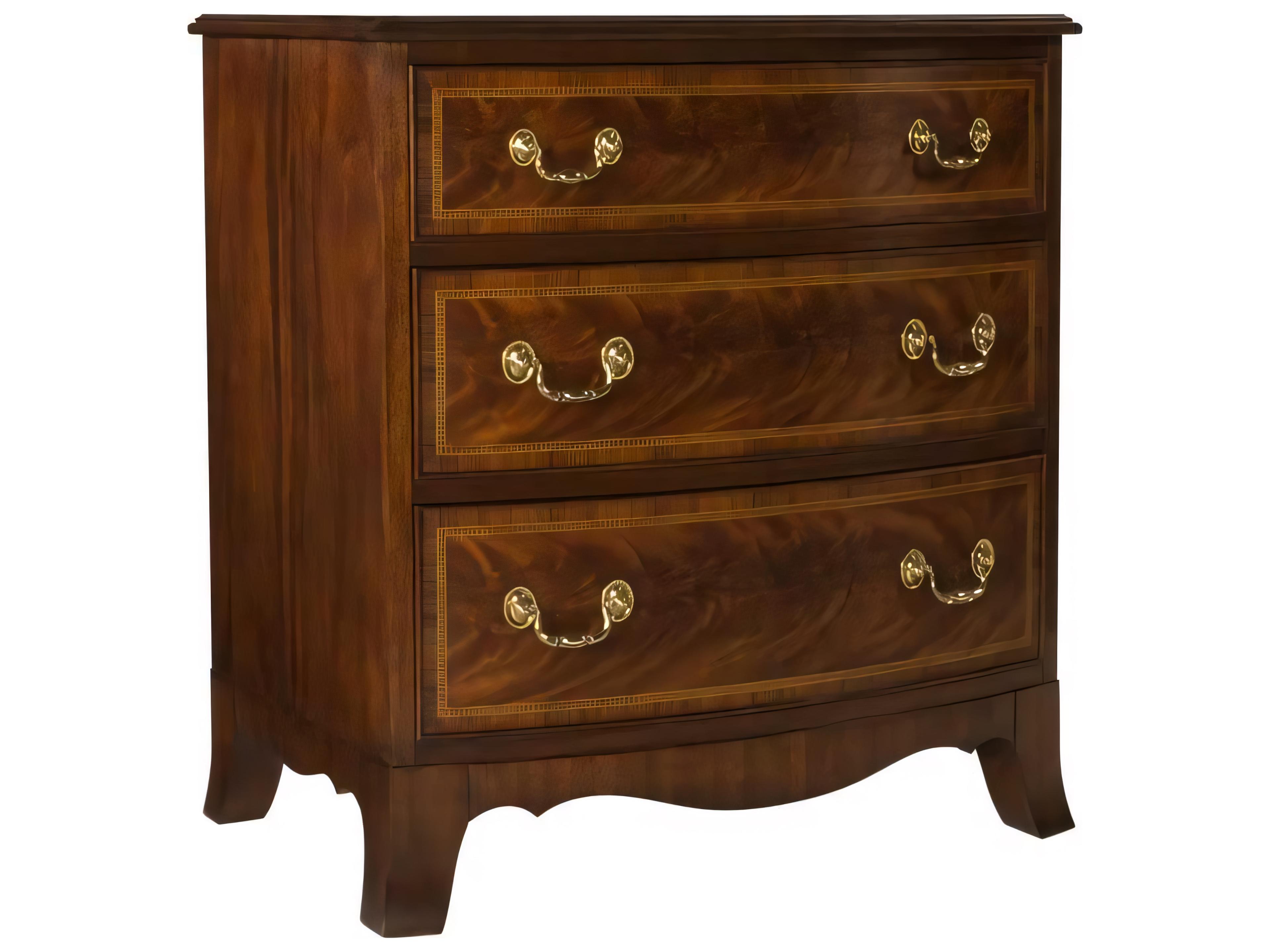 Henkel Harris 3-Drawers Brown Mahogany Wood Chest Nightstand