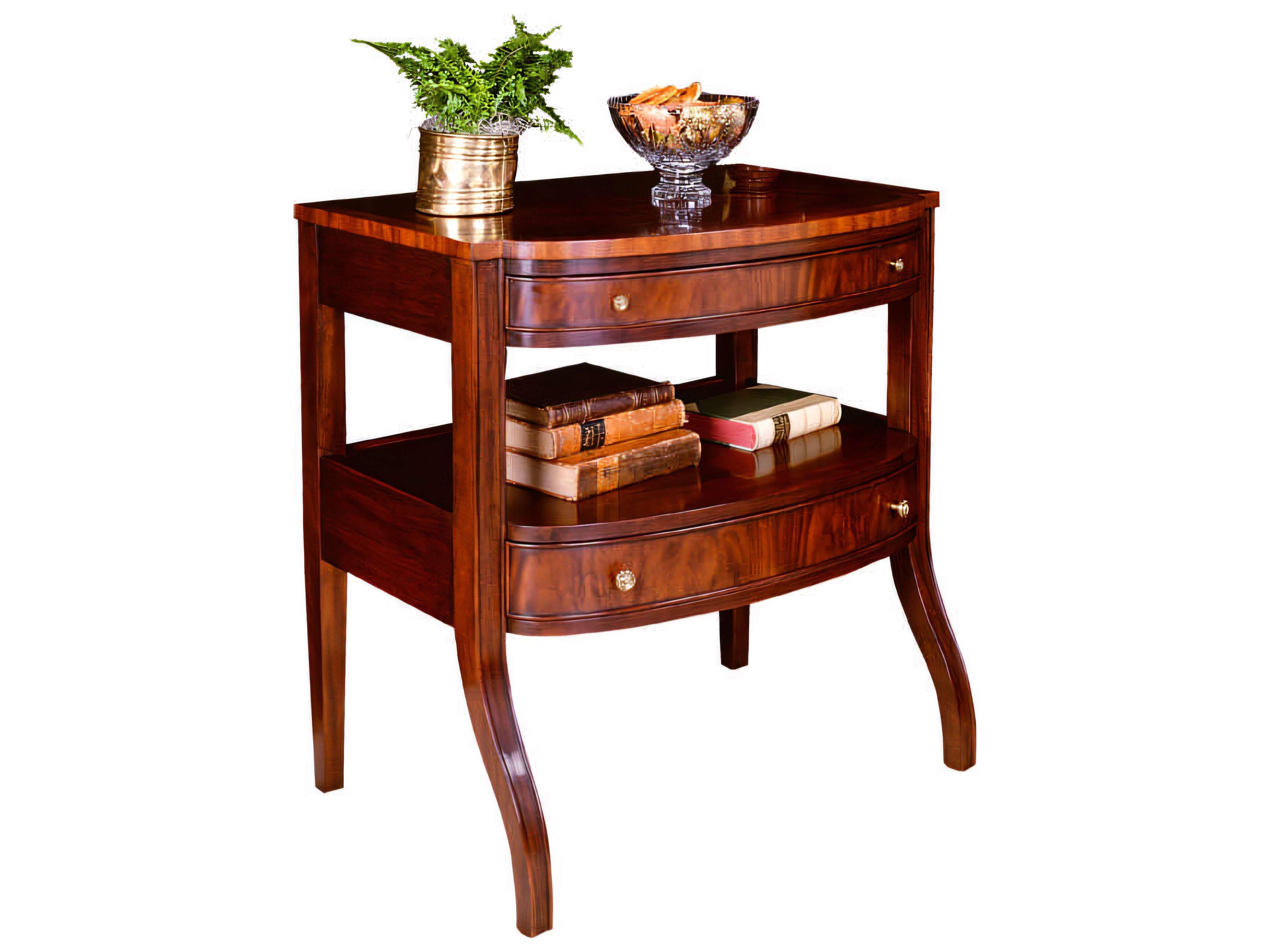 Henkel Harris 2-Drawers Brown Mahogany Wood Nightstand