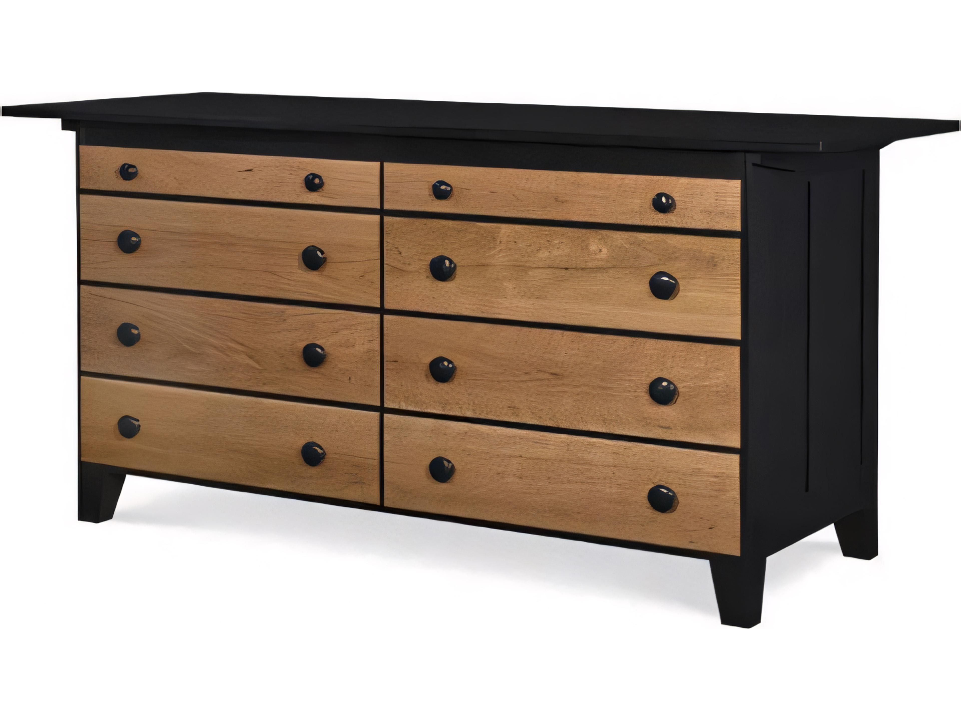 Henkel Harris 8-Drawers Black Mahogany Wood Double Dresser Shaker Counter with Overhang Top